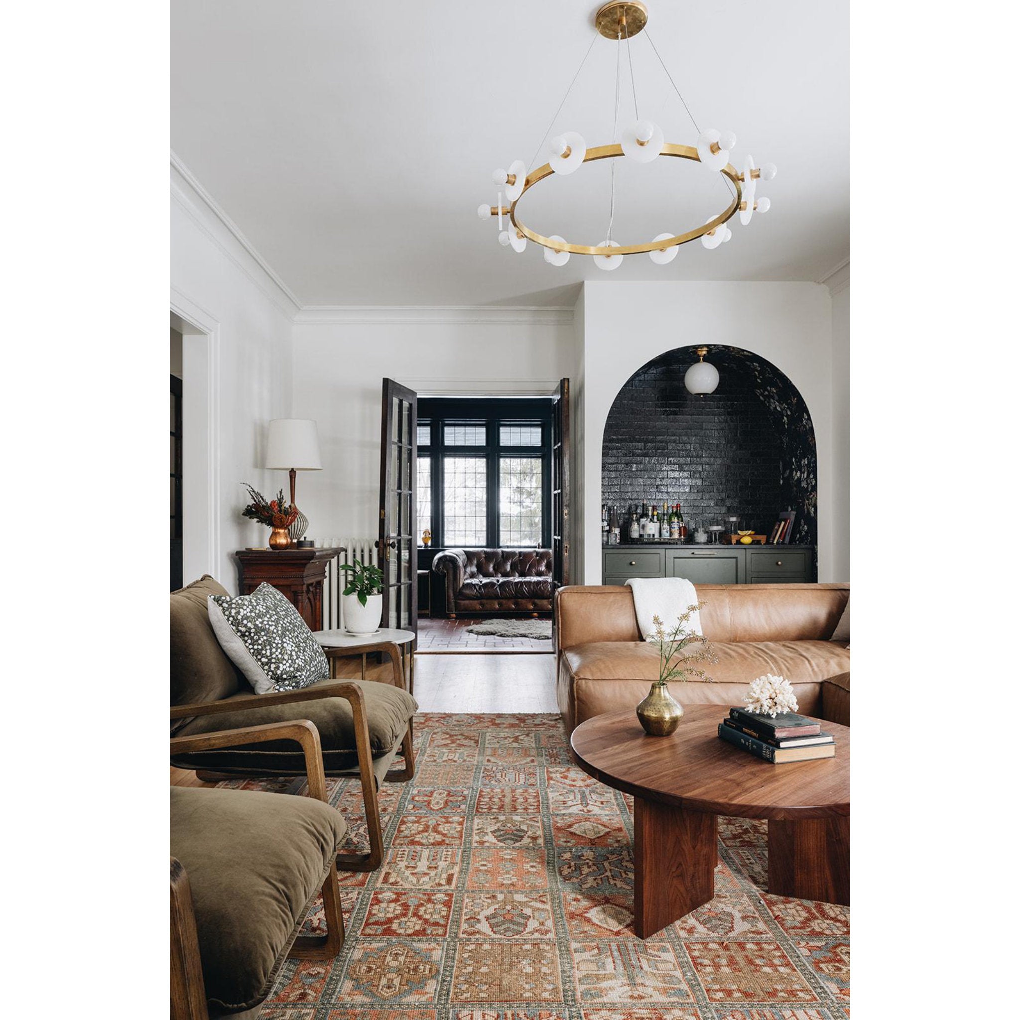 Sphere No.1 1-Light Semi Flush in Aged Brass by Mark D. Sikes 10L x 10W x 13.75H