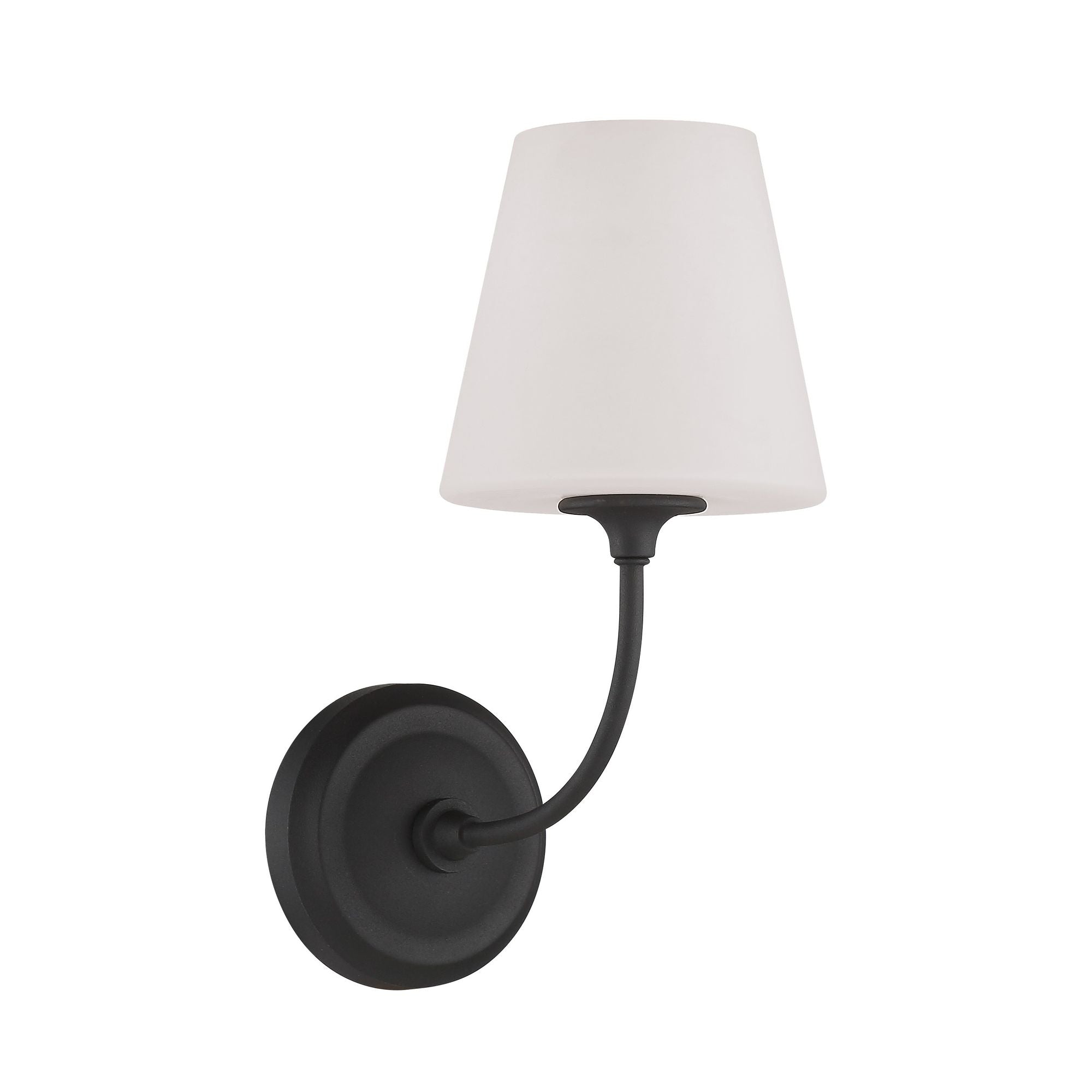 Libby Langdon Sylvan 1 Light Black Forged Sconce Glass Shade 6"W x 13.25"H x 9.75"D