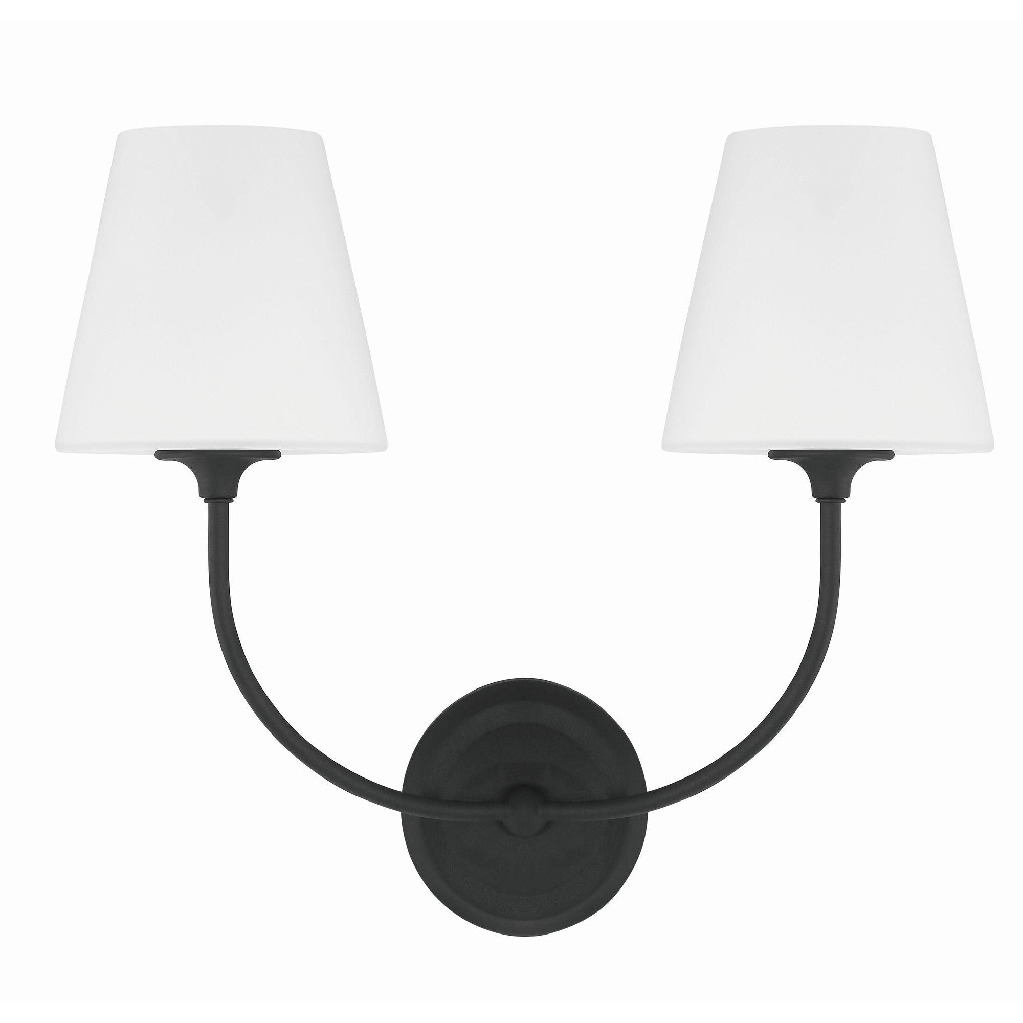 Libby Langdon Sylvan 2 Light Black Forged Sconce Glass Shade 17"W x 14.75"H x 8.25"D
