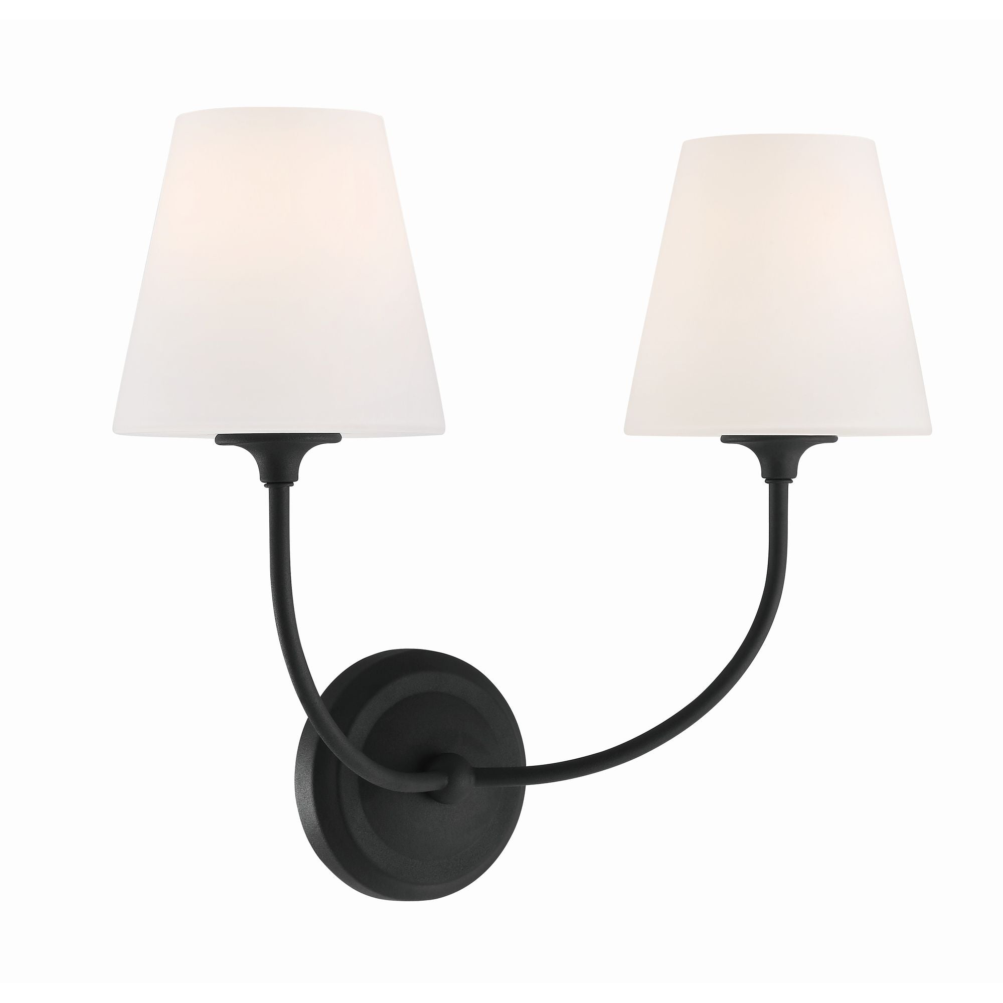Libby Langdon Sylvan 2 Light Black Forged Sconce Glass Shade 17"W x 14.75"H x 8.25"D