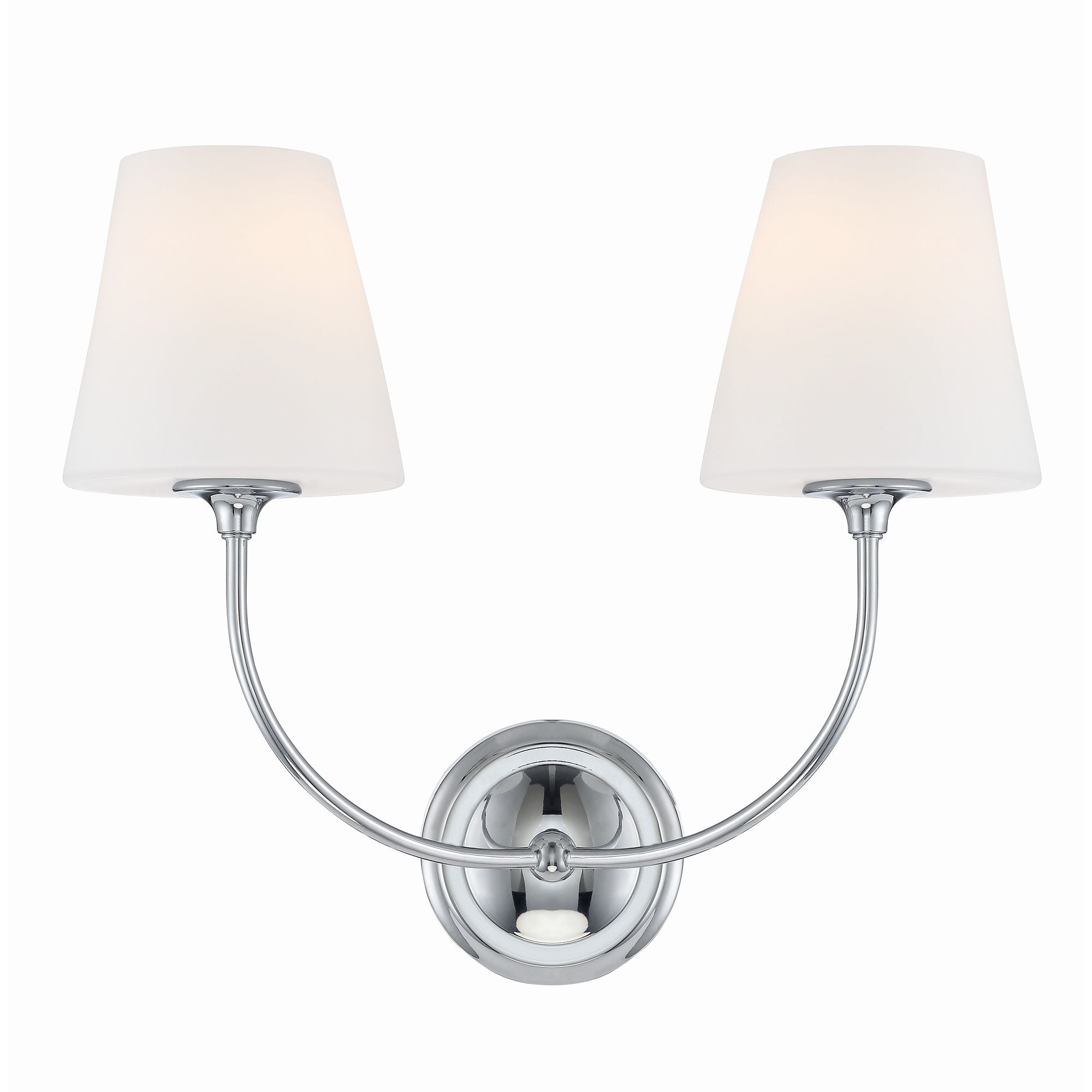Libby Langdon Sylvan 2 Light Polished Chrome Sconce Glass Shade 17"W x 14.75"H x 8.25"D