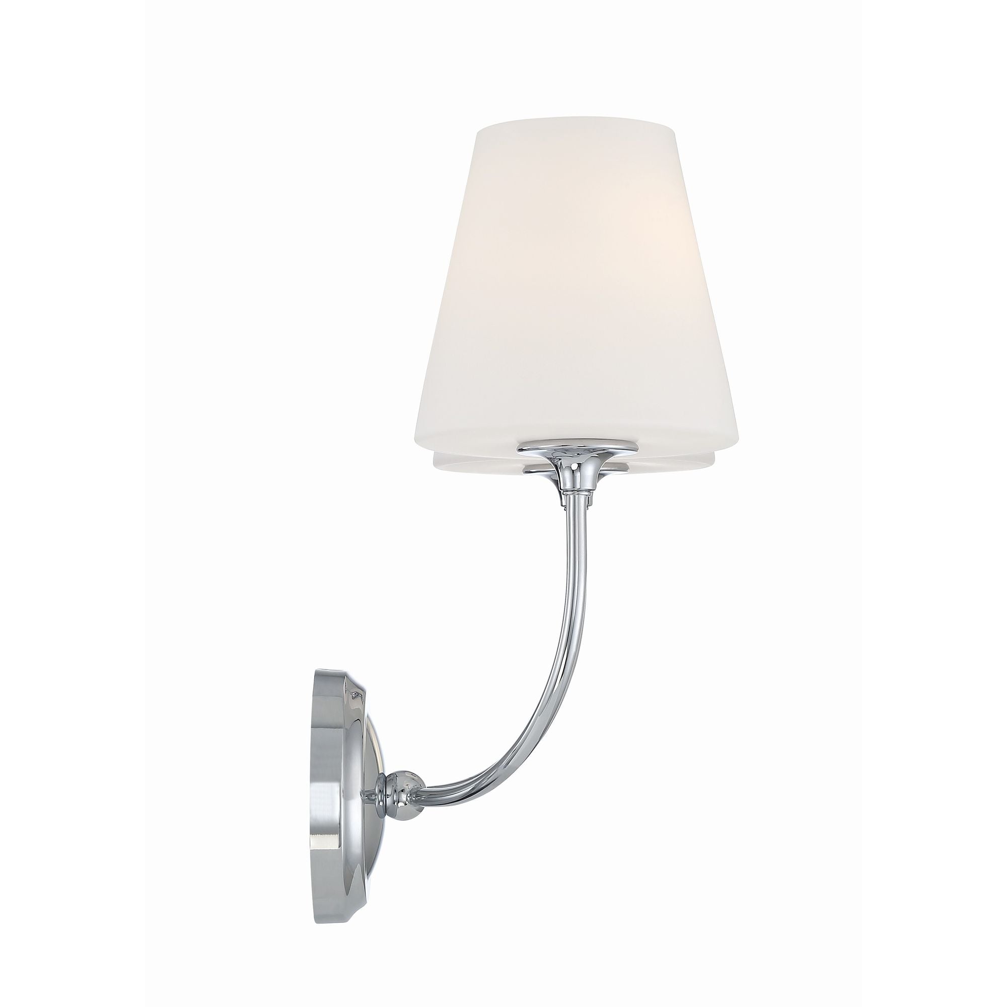 Libby Langdon Sylvan 2 Light Polished Chrome Sconce Glass Shade 17"W x 14.75"H x 8.25"D