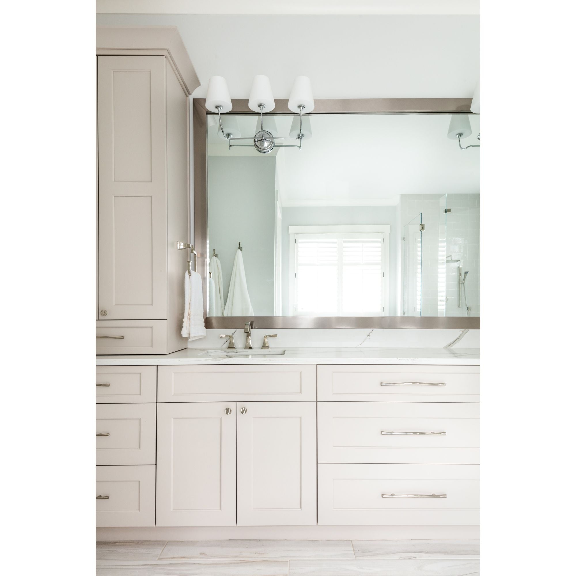 Libby Langdon Sylvan 3 Light Polished Chrome Bathroom Vanity Glass Shade 23.25"W x 13.25"H x 9.75"D