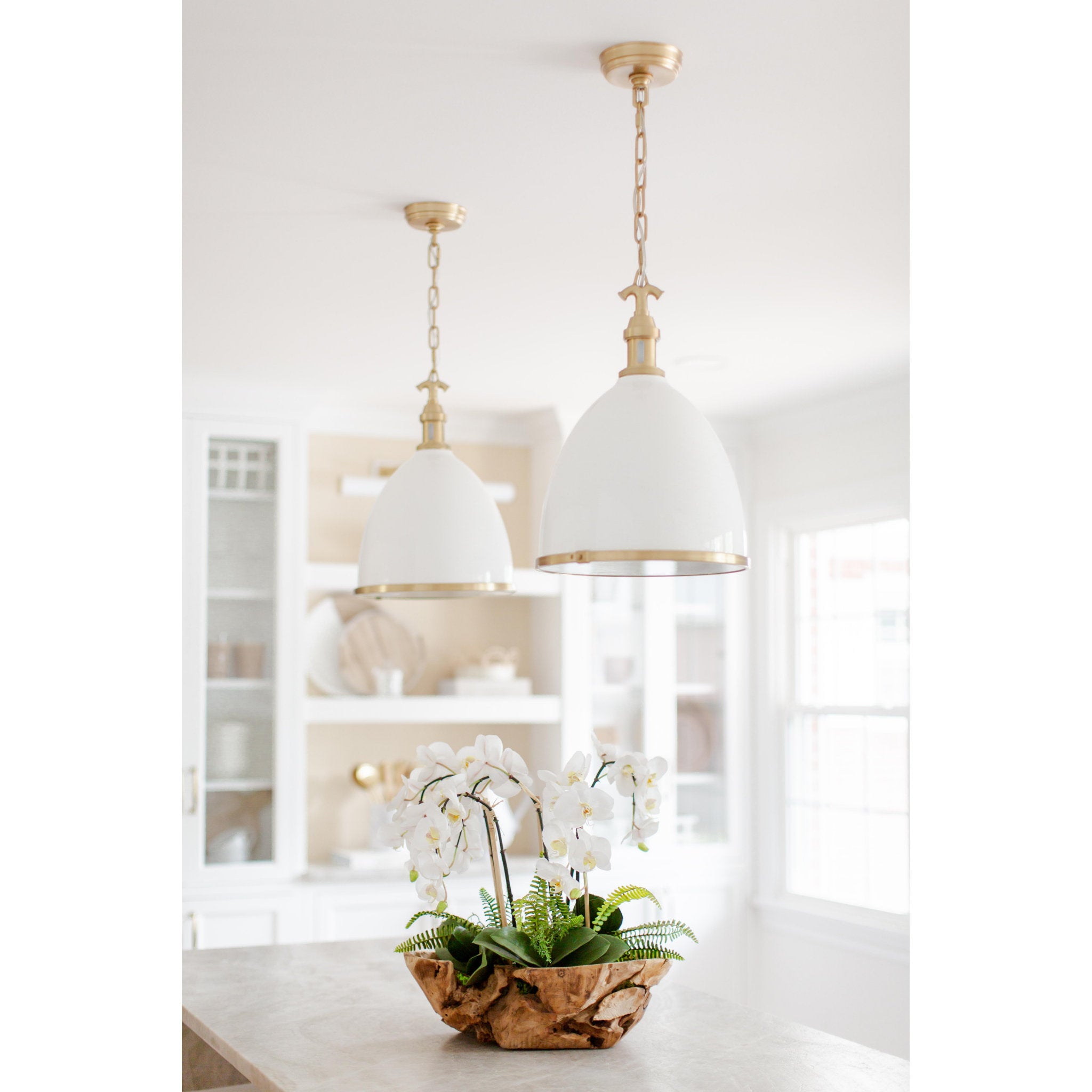 Viceroy 1-Light Pendant in White/Aged Brass 12.75L x 12.75W x 17.75H