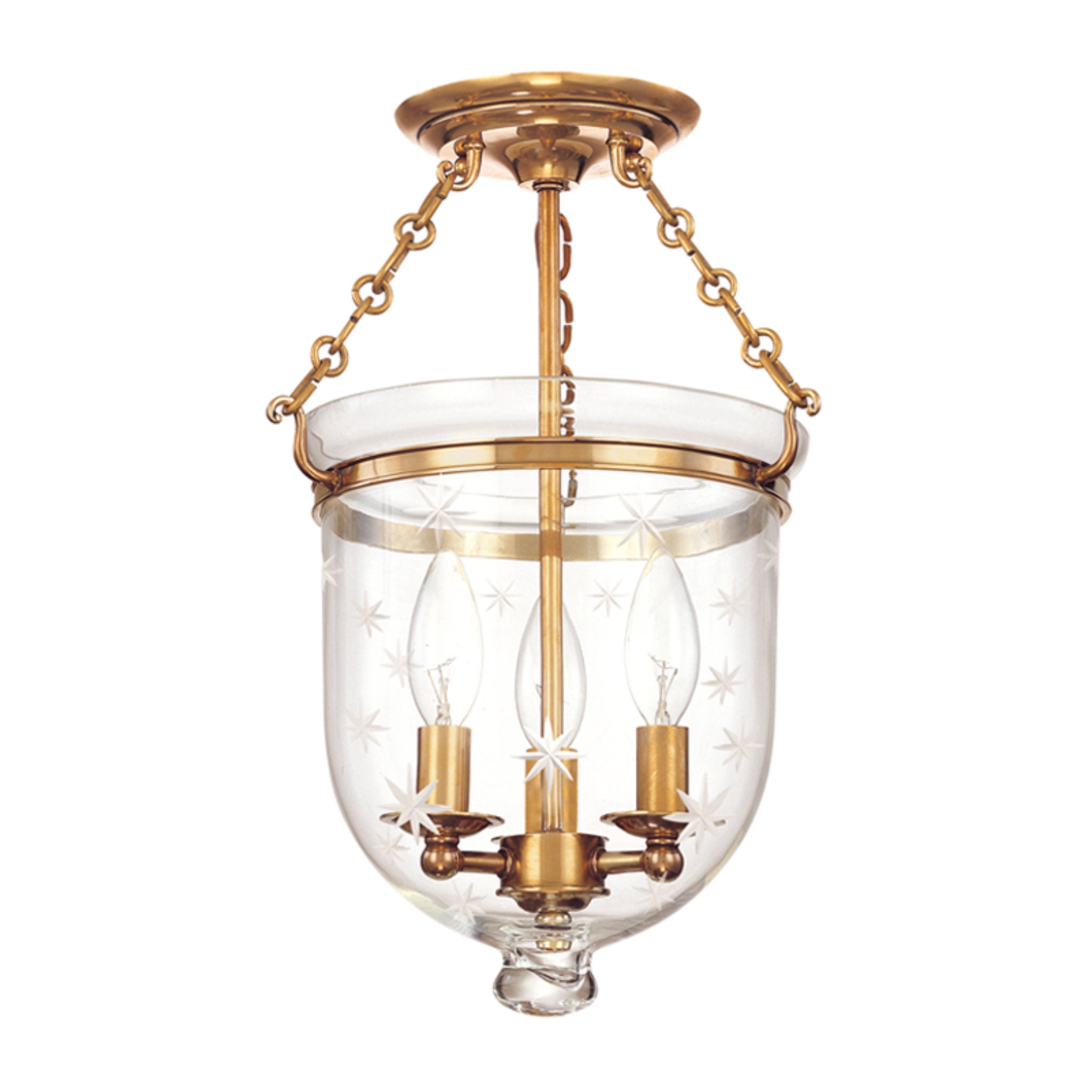 Hampton 3-Light Semi Flush in Aged Brass 10.25L x 10.25W x 15.5H
