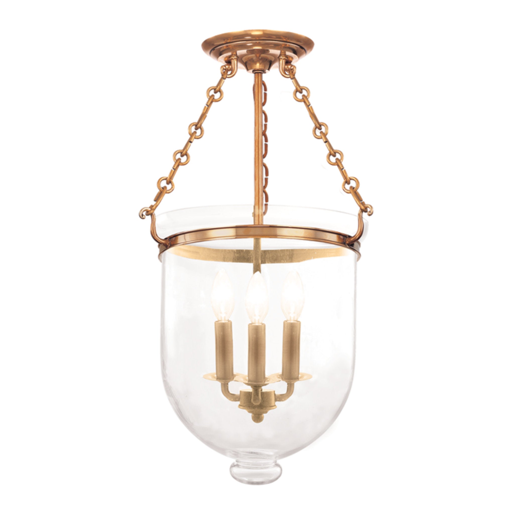 Hampton 3-Light Semi Flush in Aged Brass 12L x 12W x 20.25H