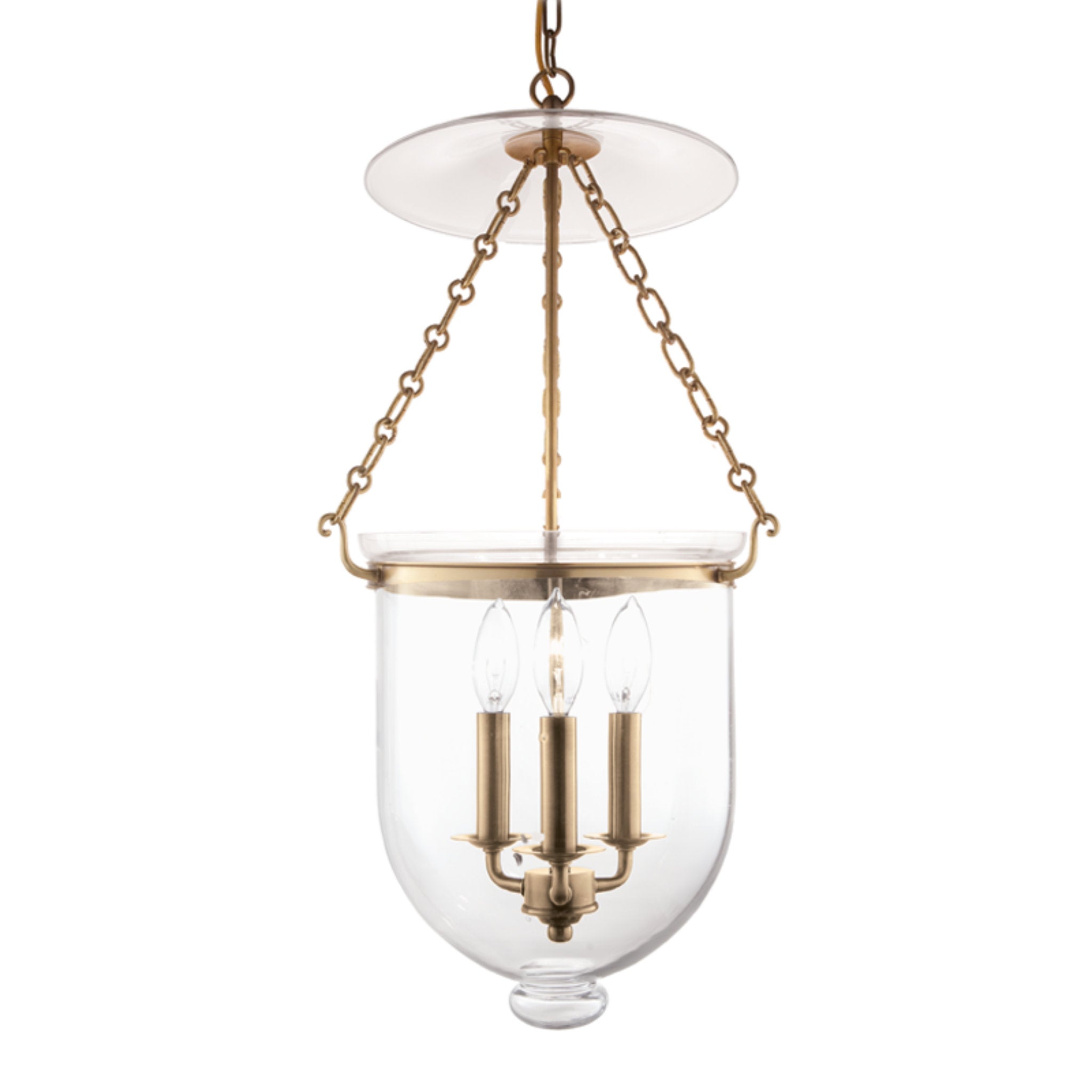Hampton 3-Light Pendant in Aged Brass 12L x 12W x 25H
