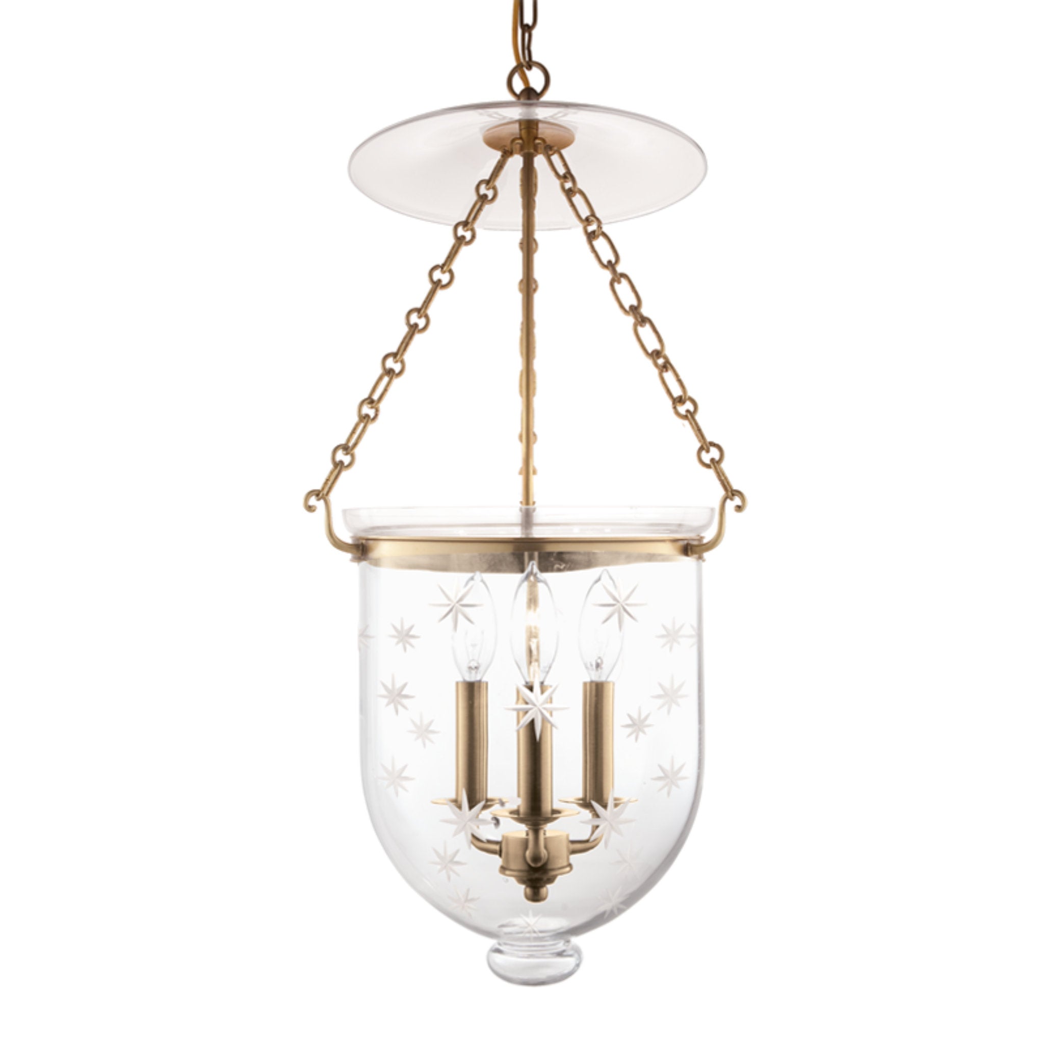 Hampton 3-Light Pendant in Aged Brass 12L x 12W x 25H