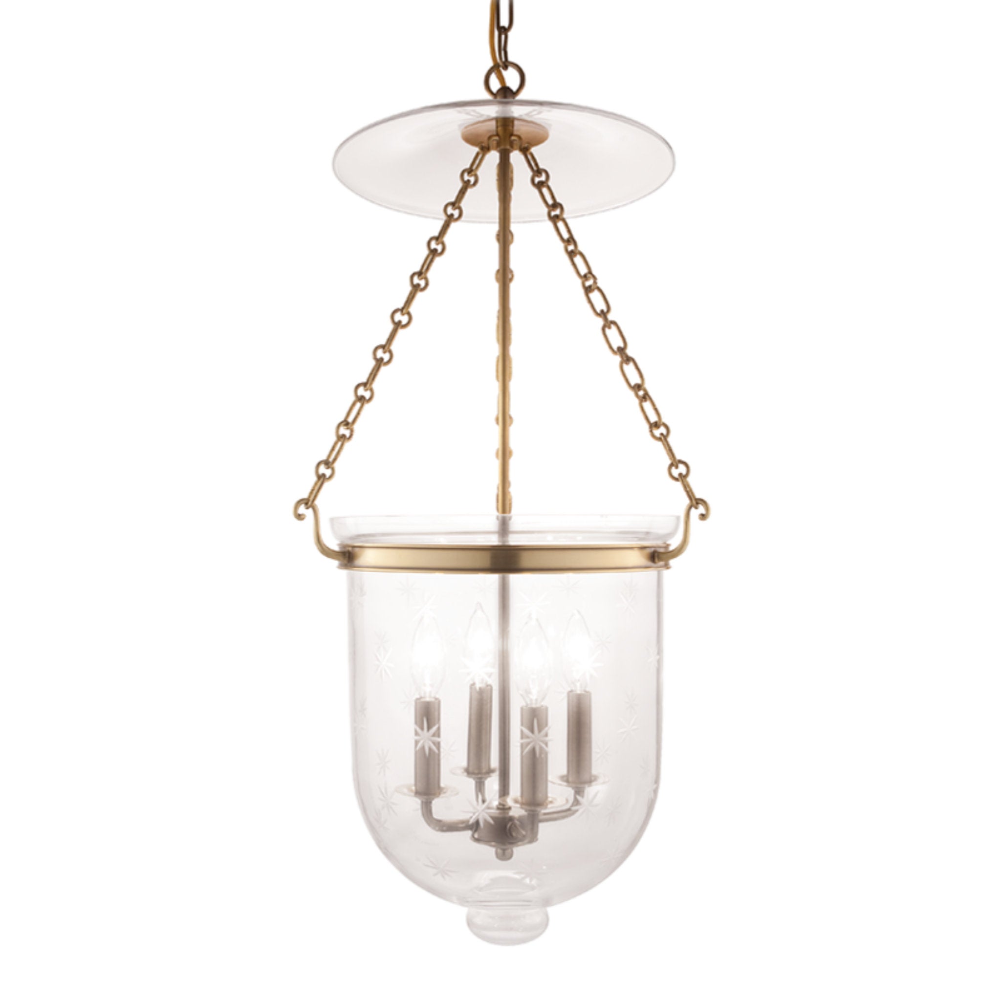 Hampton 4-Light Pendant in Aged Brass 14.5L x 14.5W x 30.75H