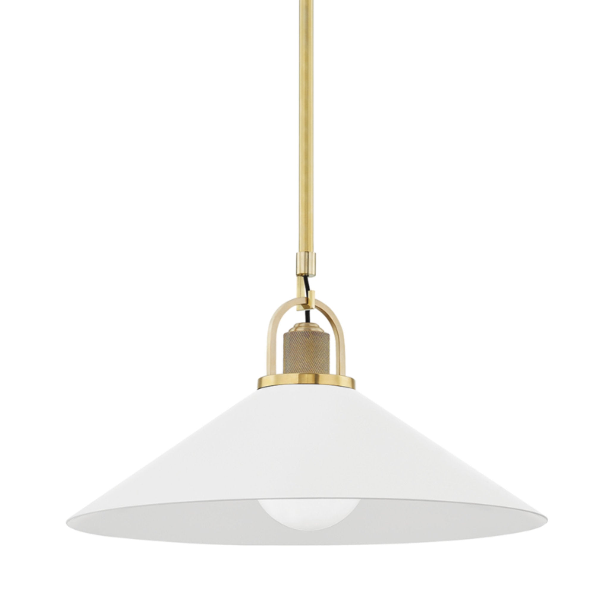 Syosset 1-Light Pendant in Aged Brass 20W x 11.38H (White)