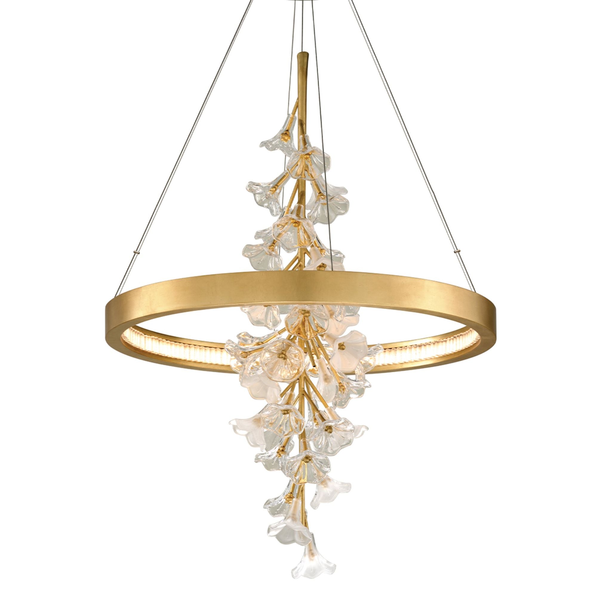 Jasmine 1-Light Chandelier in Gold Leaf 28L x 28W x 38.5H