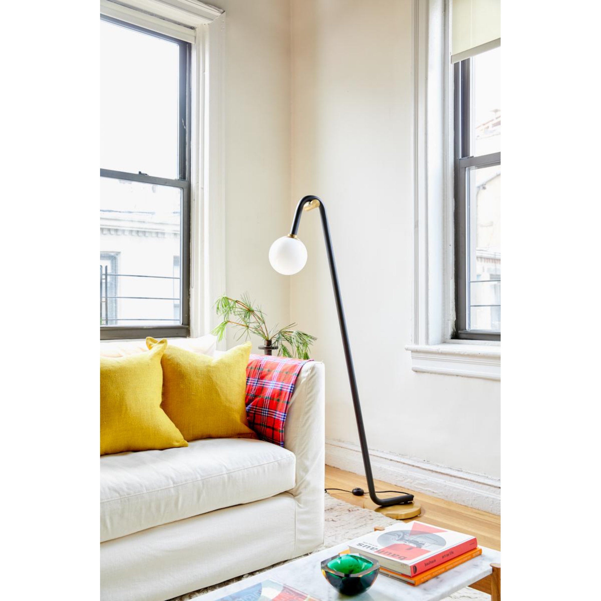 Whit 1-Light Floor Lamp in Aged Brass/Black 10L x 26.75W x 60.25H