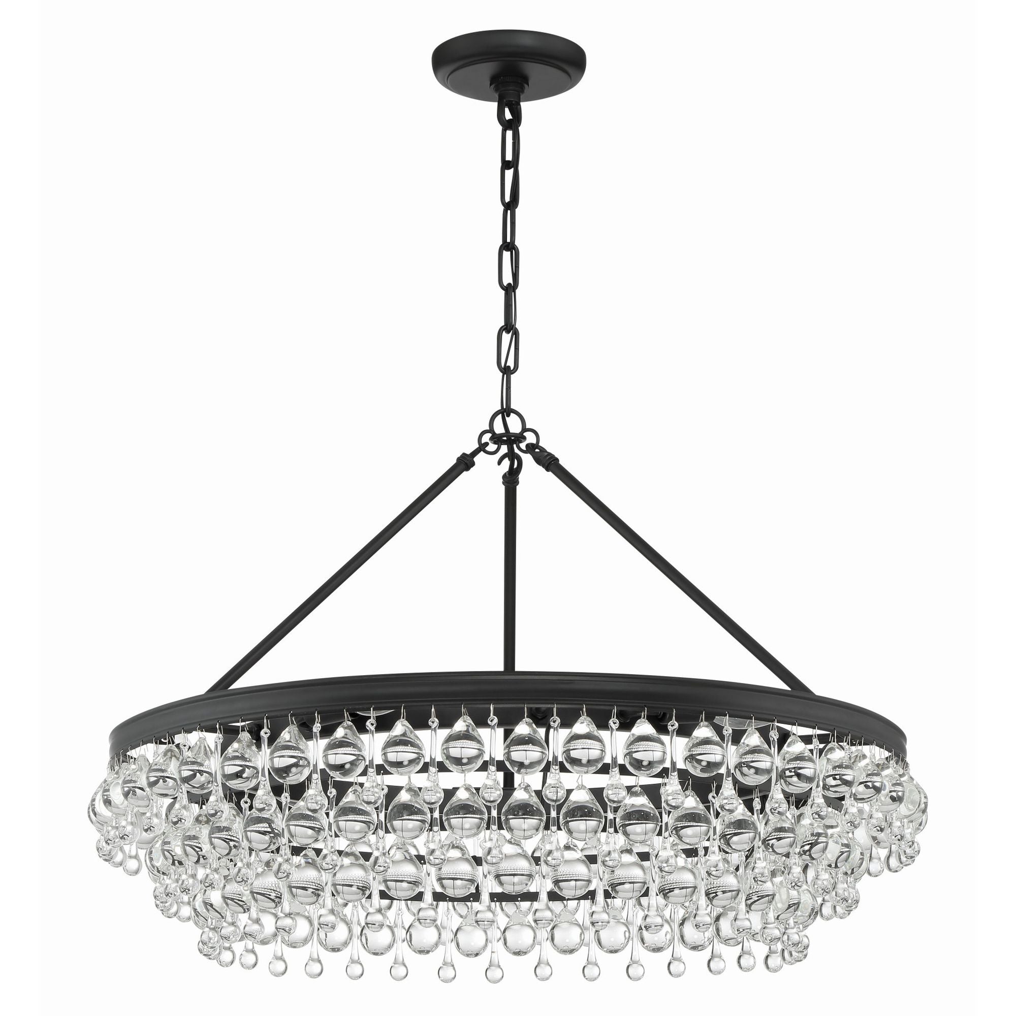 Calypso 30'' Crystal Teardrop Matte Black Chandelier Black 30"W x 20"H x 30"D