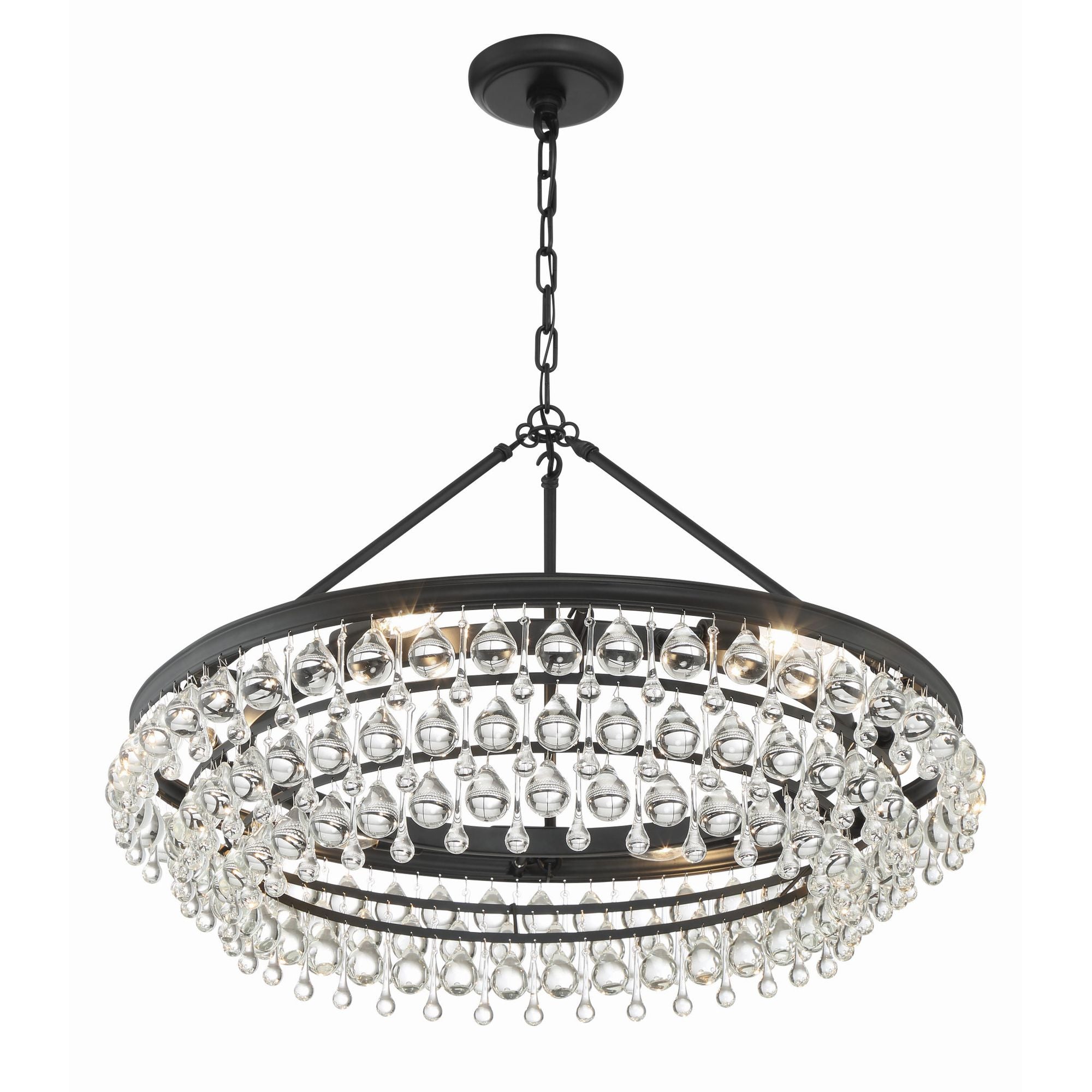 Calypso 30'' Crystal Teardrop Matte Black Chandelier Black 30"W x 20"H x 30"D