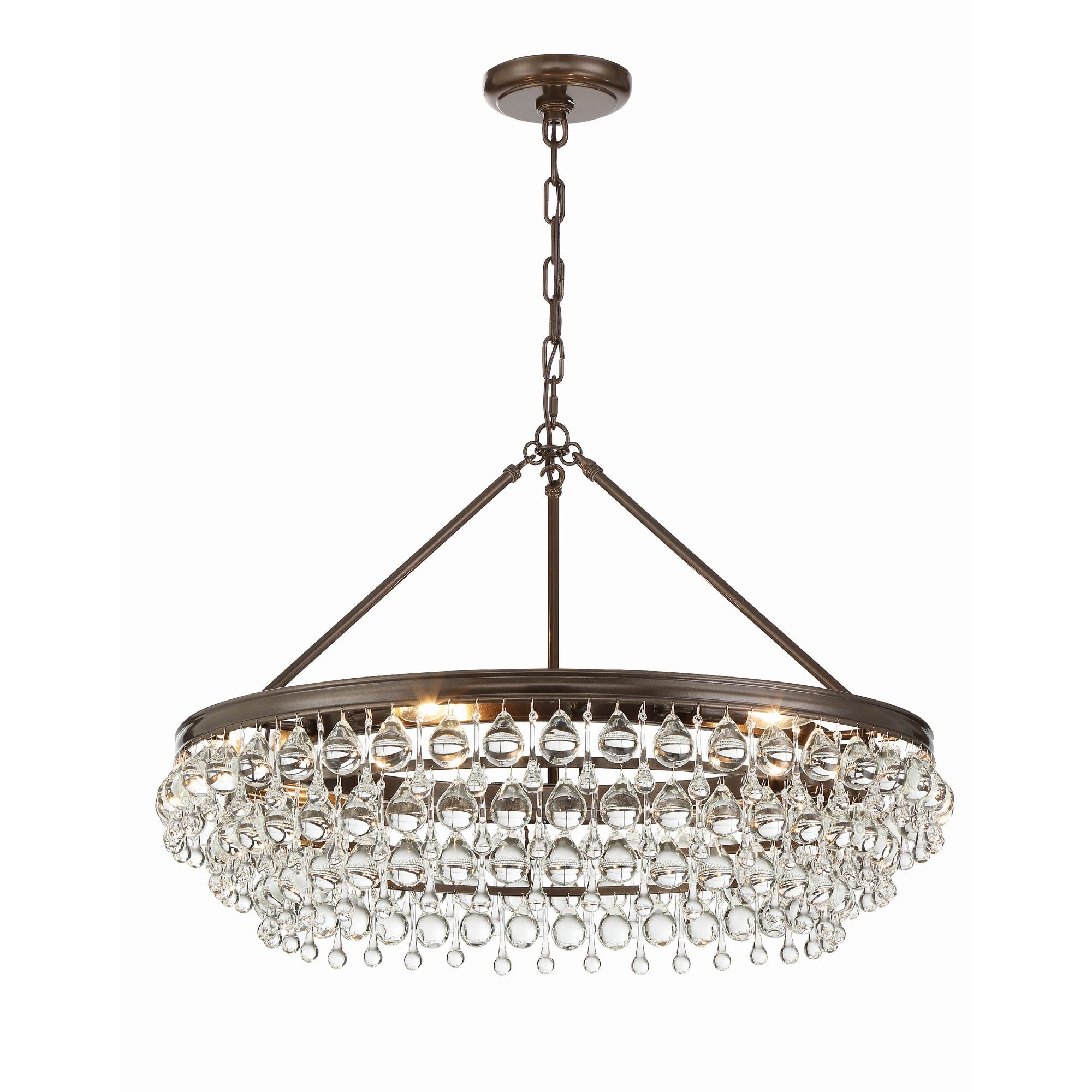Calypso 6 Light Crystal Teardrop Vibrant Bronze Chandelier Clear Glass Drops 30"W x 20"H x 30"D