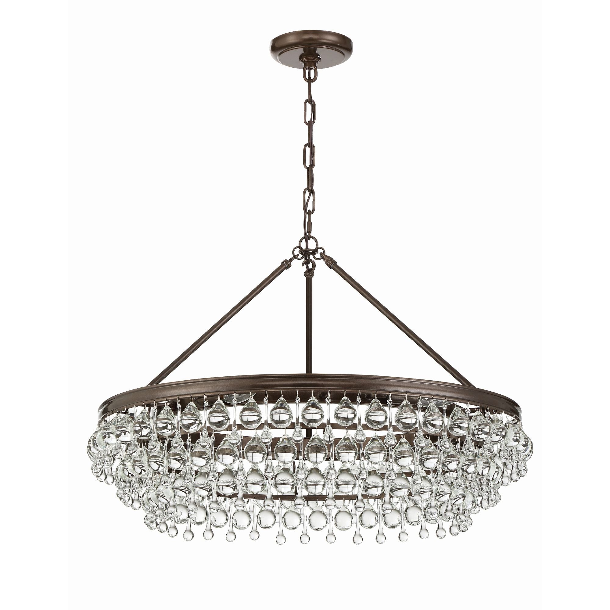 Calypso 6 Light Crystal Teardrop Vibrant Bronze Chandelier Clear Glass Drops 30"W x 20"H x 30"D
