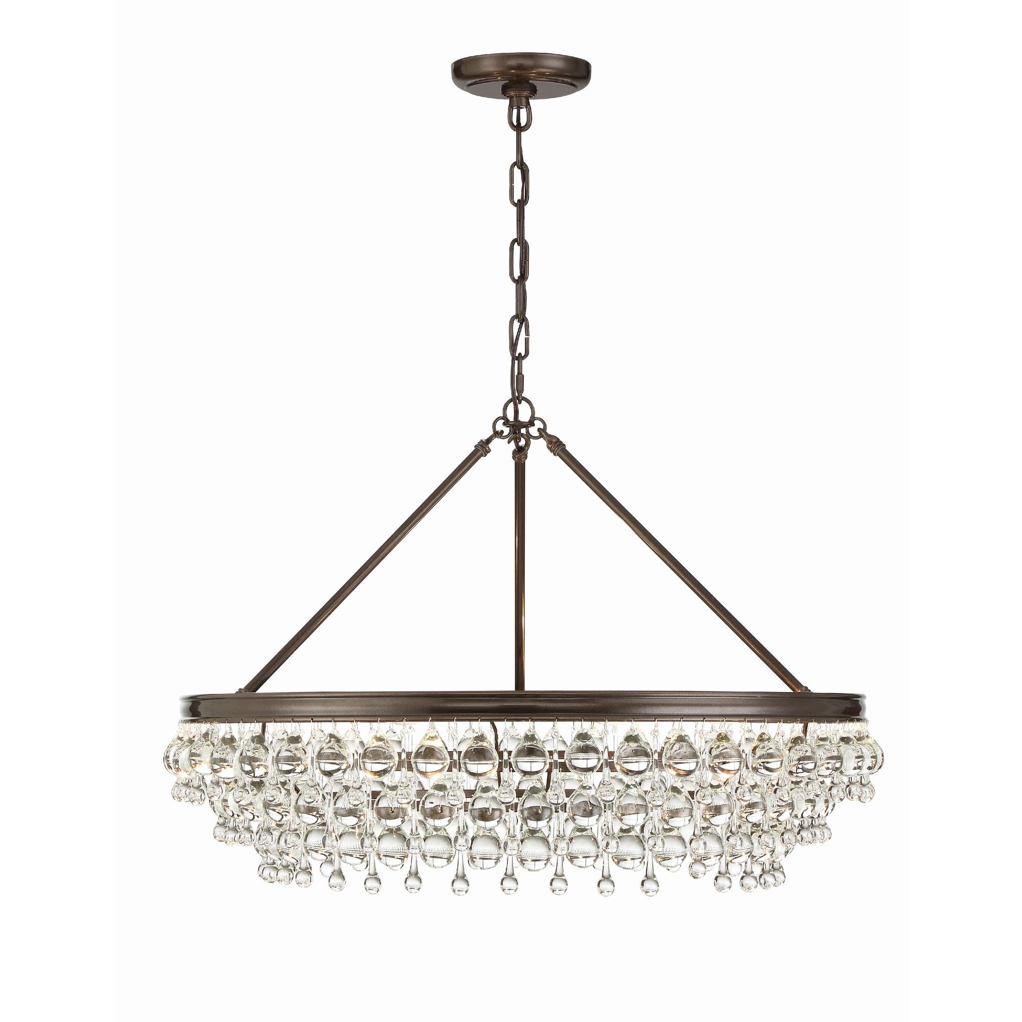 Calypso 6 Light Crystal Teardrop Vibrant Bronze Chandelier Clear Glass Drops 30"W x 20"H x 30"D
