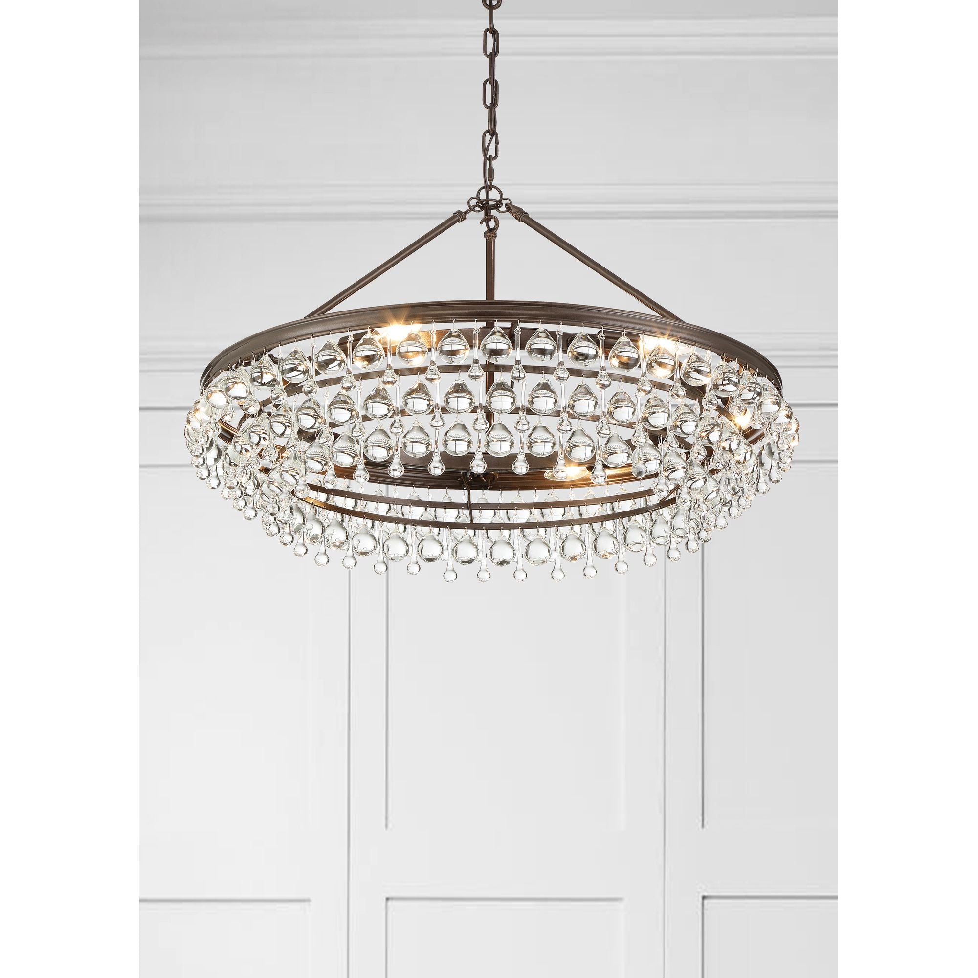 Calypso 6 Light Crystal Teardrop Vibrant Bronze Chandelier Clear Glass Drops 30"W x 20"H x 30"D