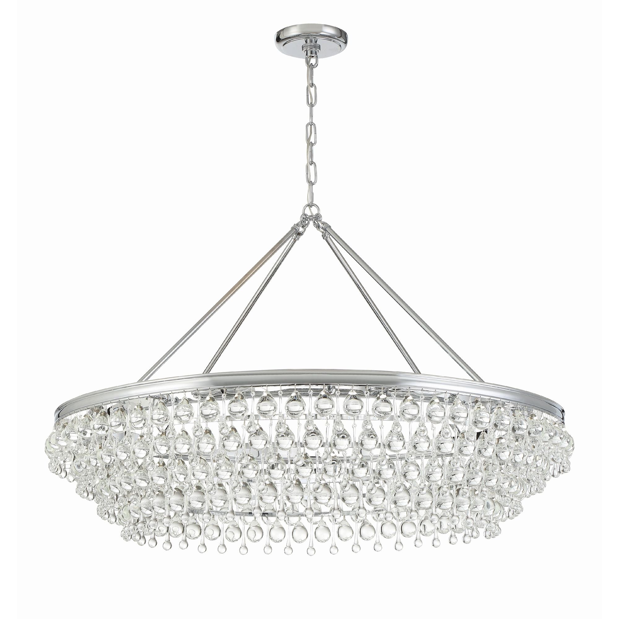 Calypso 8 Light Crystal Teardrop Polished Chrome Chandelier Clear Glass Drops 40"W x 25.75"H x 40"D