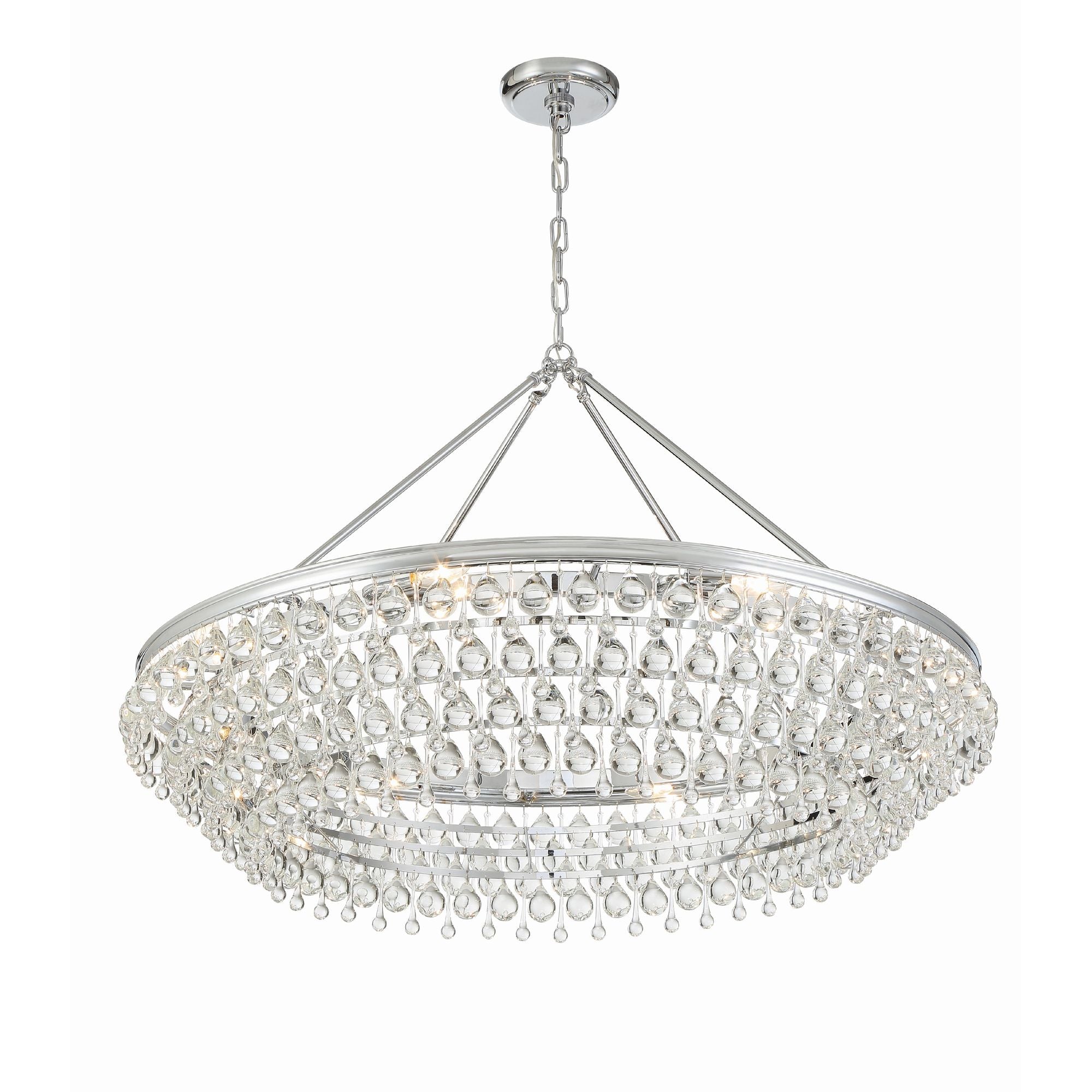 Calypso 8 Light Crystal Teardrop Polished Chrome Chandelier Clear Glass Drops 40"W x 25.75"H x 40"D