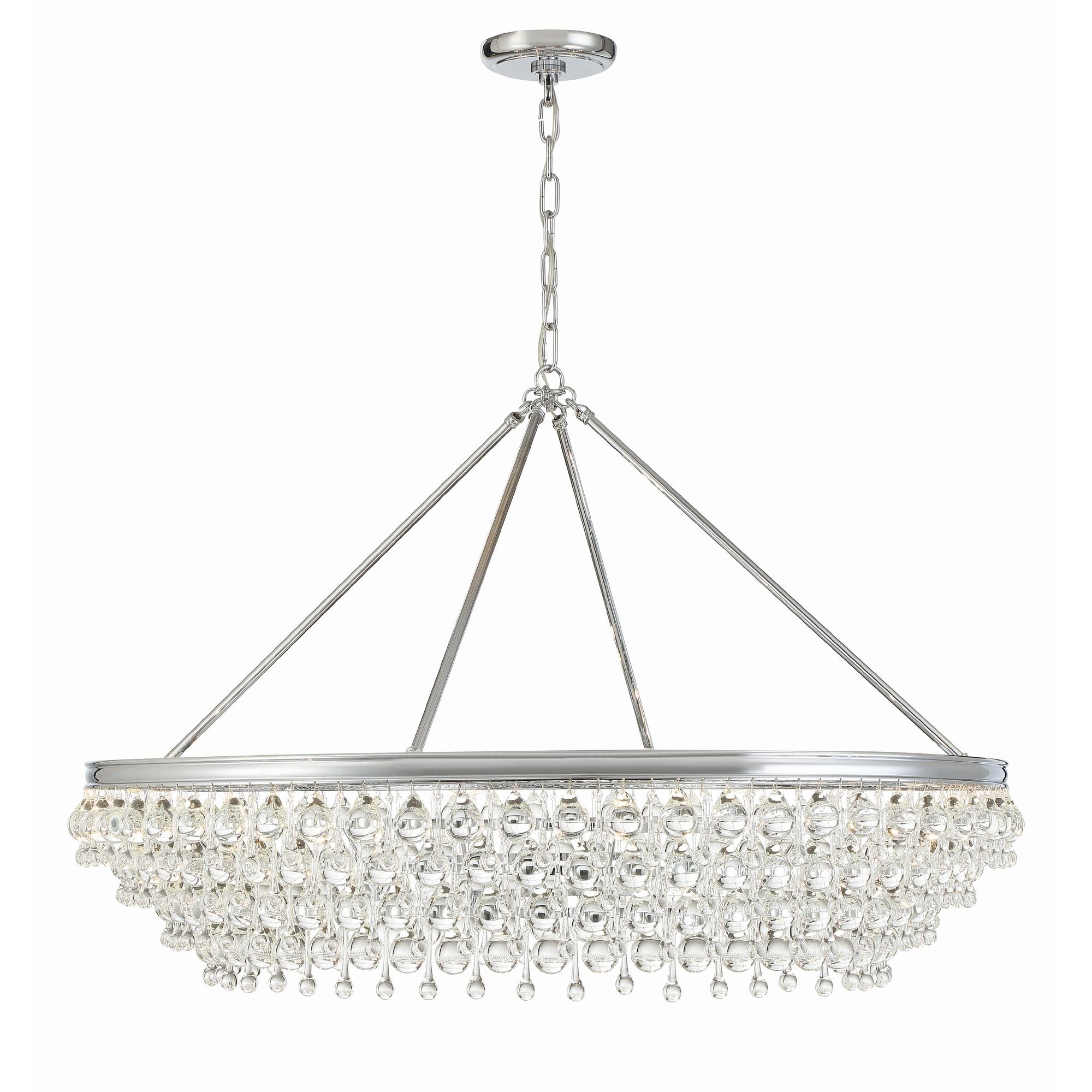Calypso 8 Light Crystal Teardrop Polished Chrome Chandelier Clear Glass Drops 40"W x 25.75"H x 40"D