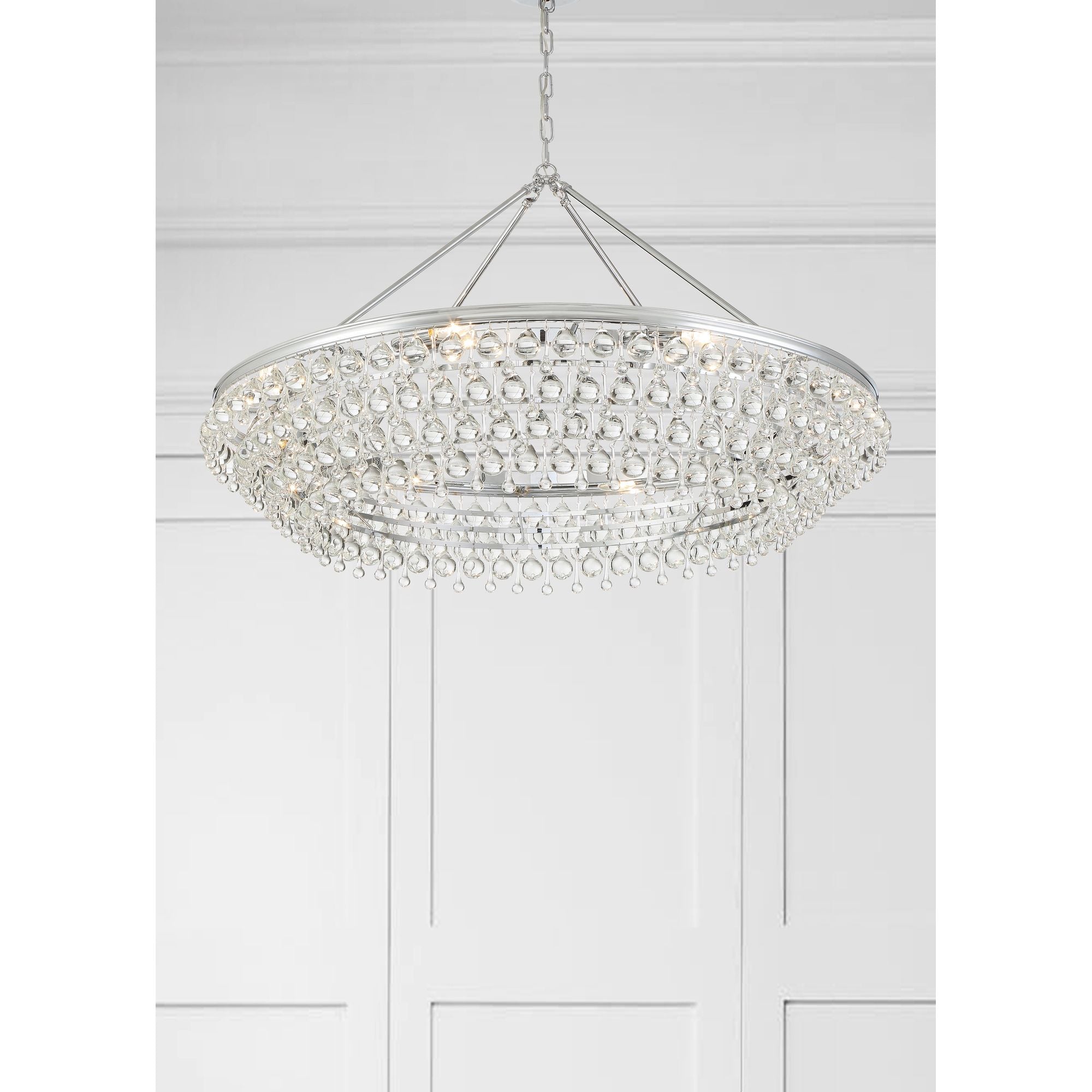 Calypso 8 Light Crystal Teardrop Polished Chrome Chandelier Clear Glass Drops 40"W x 25.75"H x 40"D
