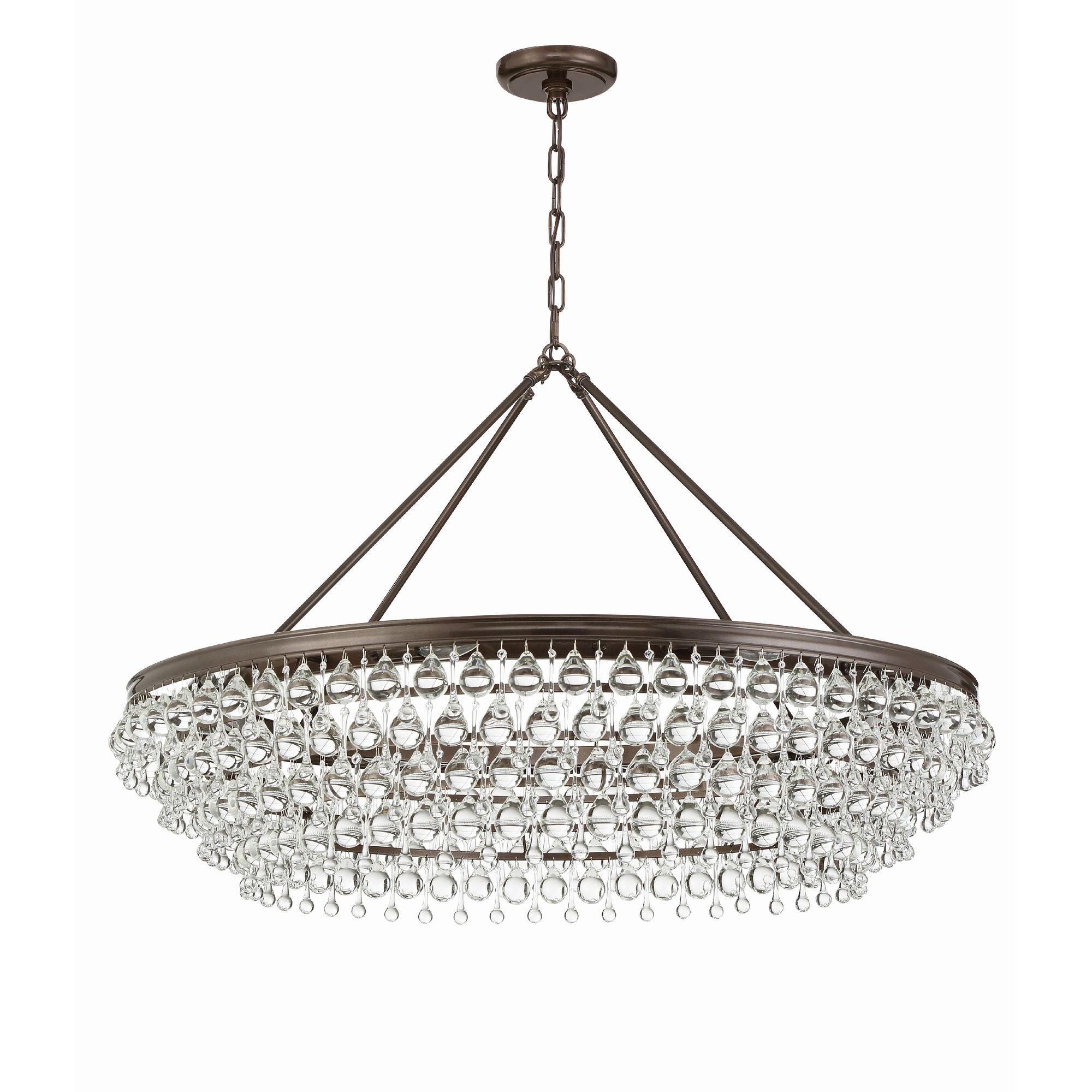 Calypso 8 Light Crystal Teardrop Vibrant Bronze Chandelier Clear Glass Drops 40"W x 25.75"H x 40"D