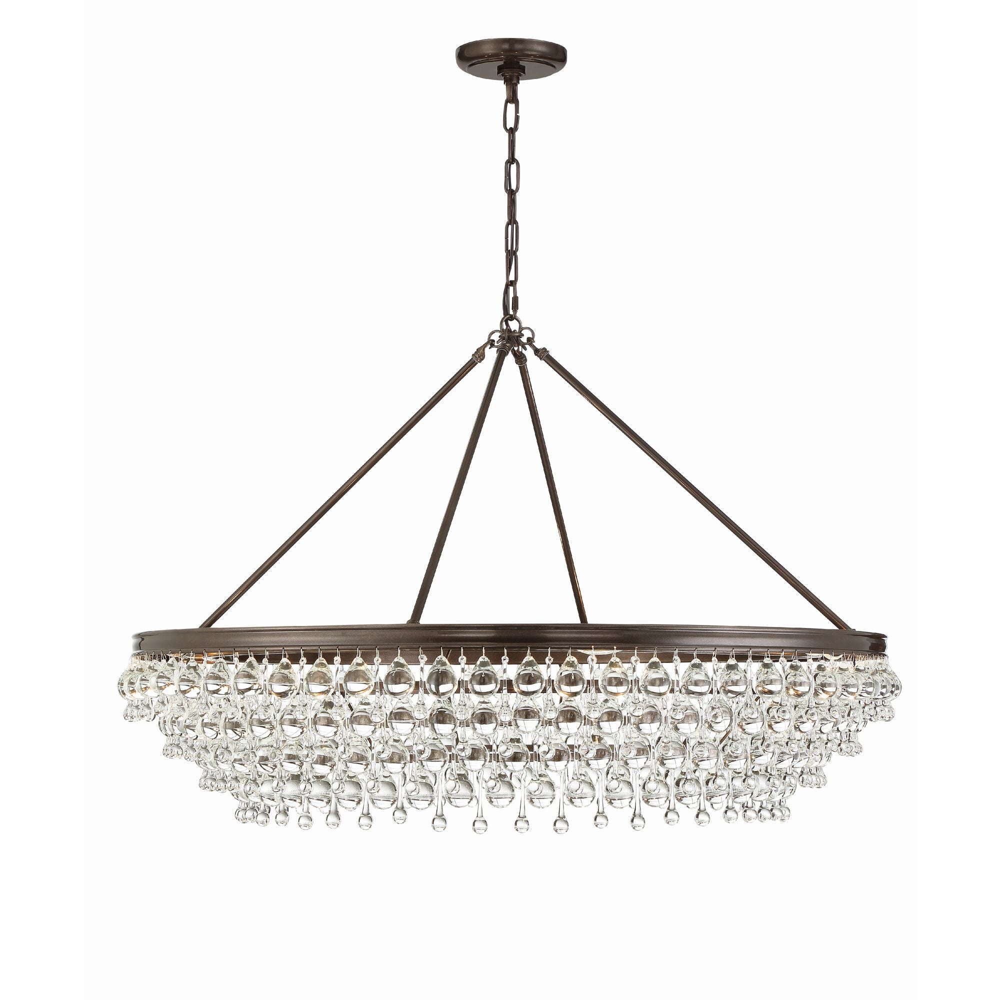 Calypso 8 Light Crystal Teardrop Vibrant Bronze Chandelier Clear Glass Drops 40"W x 25.75"H x 40"D