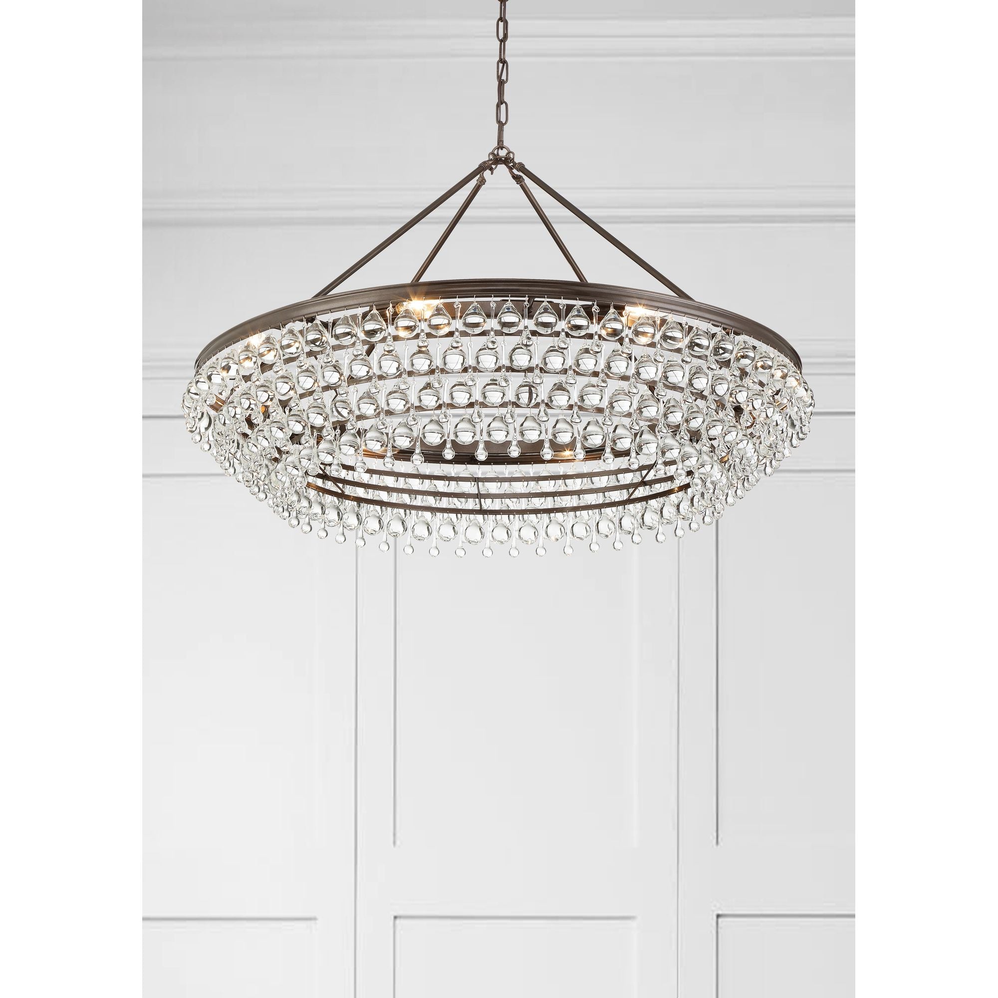 Calypso 8 Light Crystal Teardrop Vibrant Bronze Chandelier Clear Glass Drops 40"W x 25.75"H x 40"D