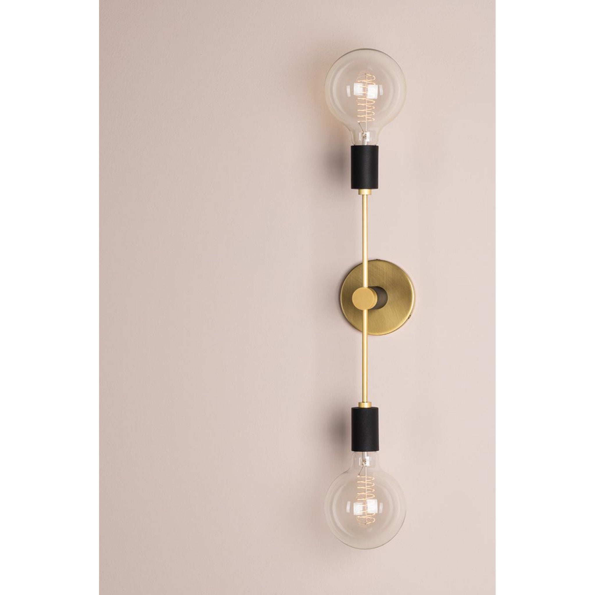 Astrid 2-Light Wall Sconce in Polished Nickel/Black 4.75L x 4.75W x 18H