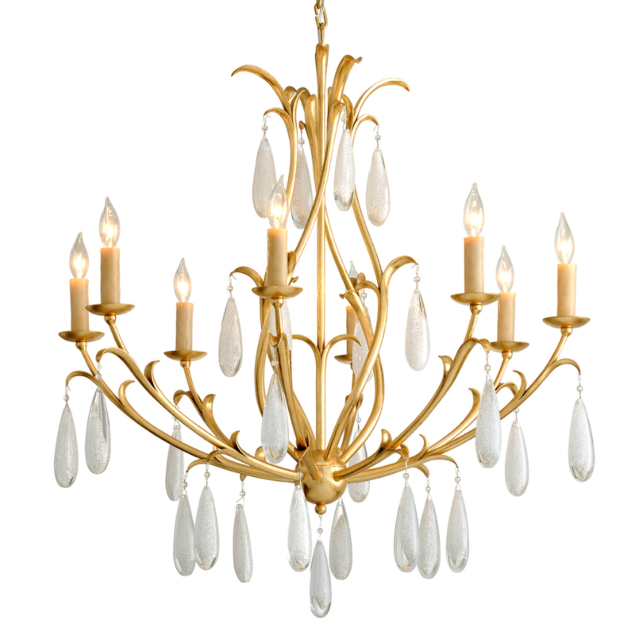 Prosecco 8-Light Chandelier in Gold Leaf 34.75L x 34.75W x 39H