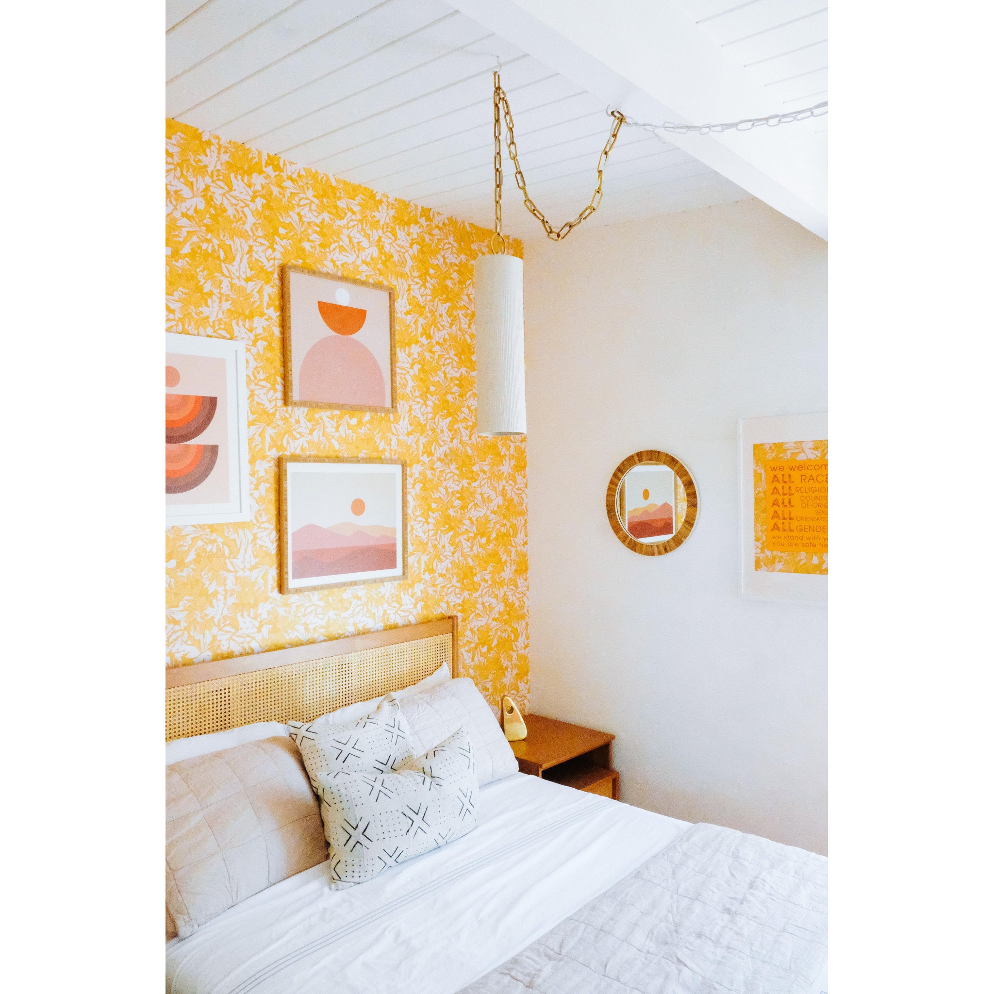 Brookville 1-Light Pendant in Aged Brass/Soft Off White 5L x 5W x 20.75H