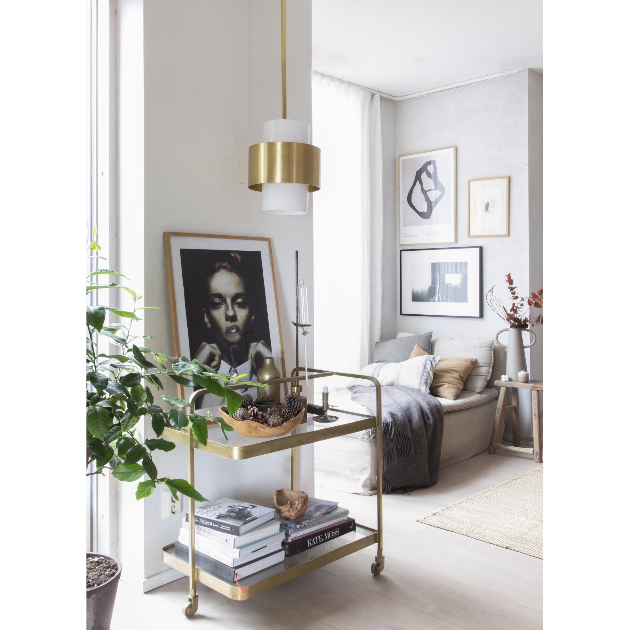 Corinth 1-Light Pendant in Aged Brass 11L x 11W x 13.5H