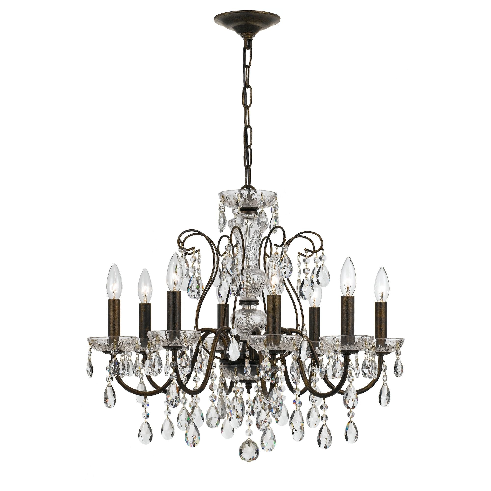Butler 8 Light Hand Cut Crystal English Bronze Chandelier Hand Cut Crystal 25.5"W x 22"H x 25.5"D