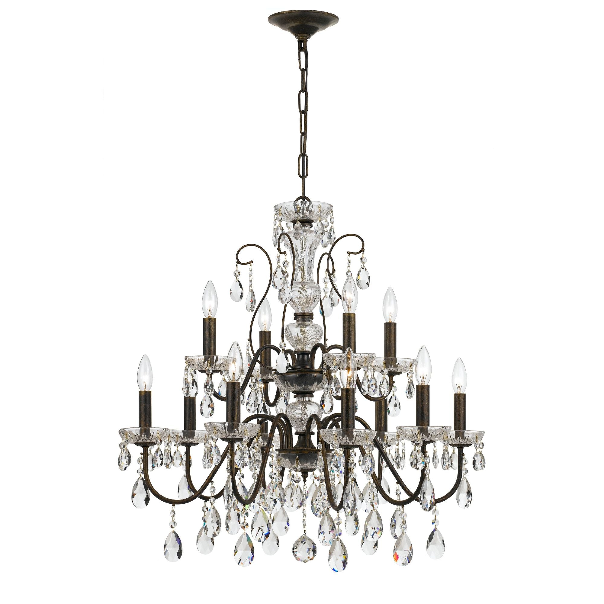 Butler 12 Light Hand Cut Crystal English Bronze Chandelier Hand Cut Crystal 29"W x 29"H x 29"D