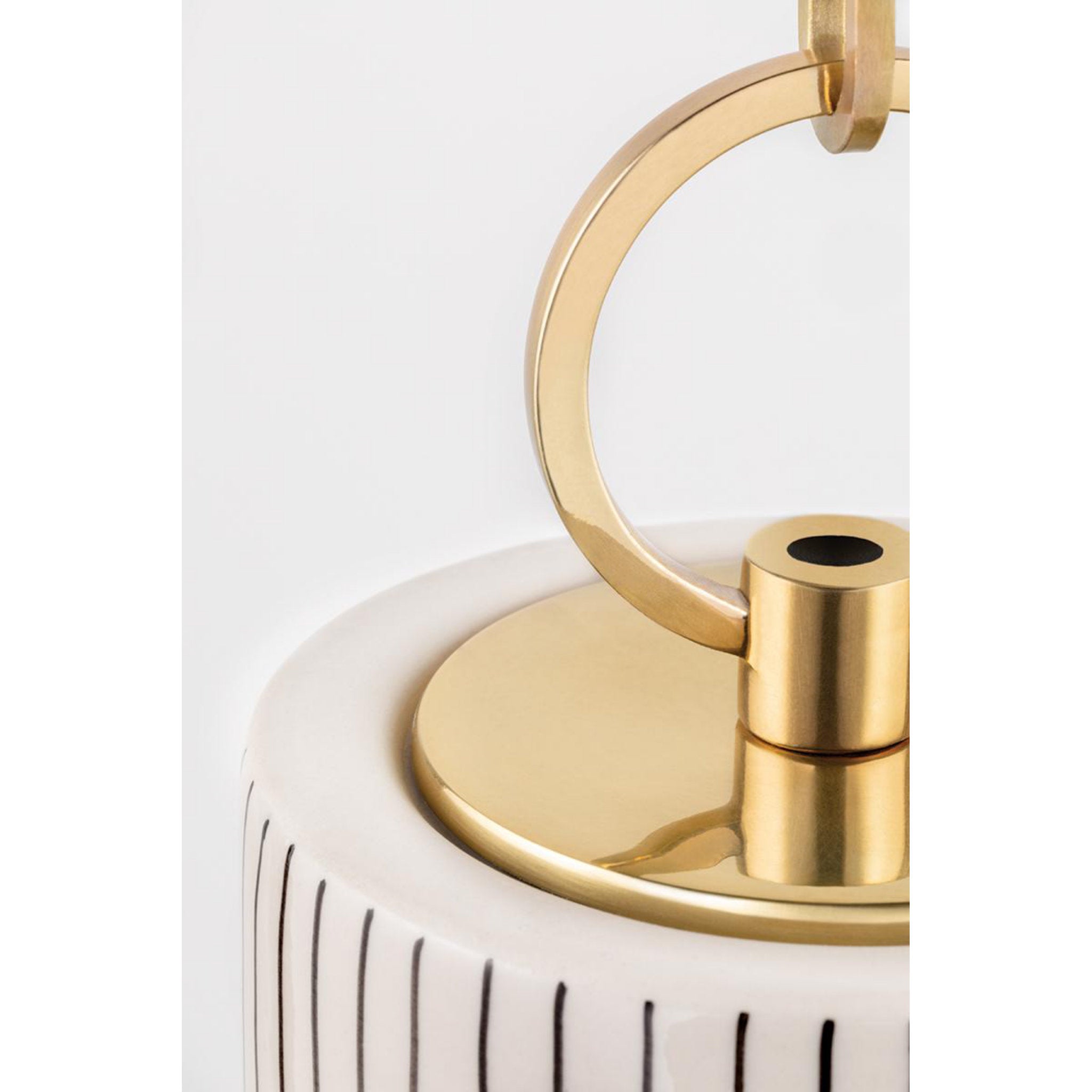 Brookville 1-Light Pendant in Aged Brass/Stripe Combo 5L x 5W x 20.75H