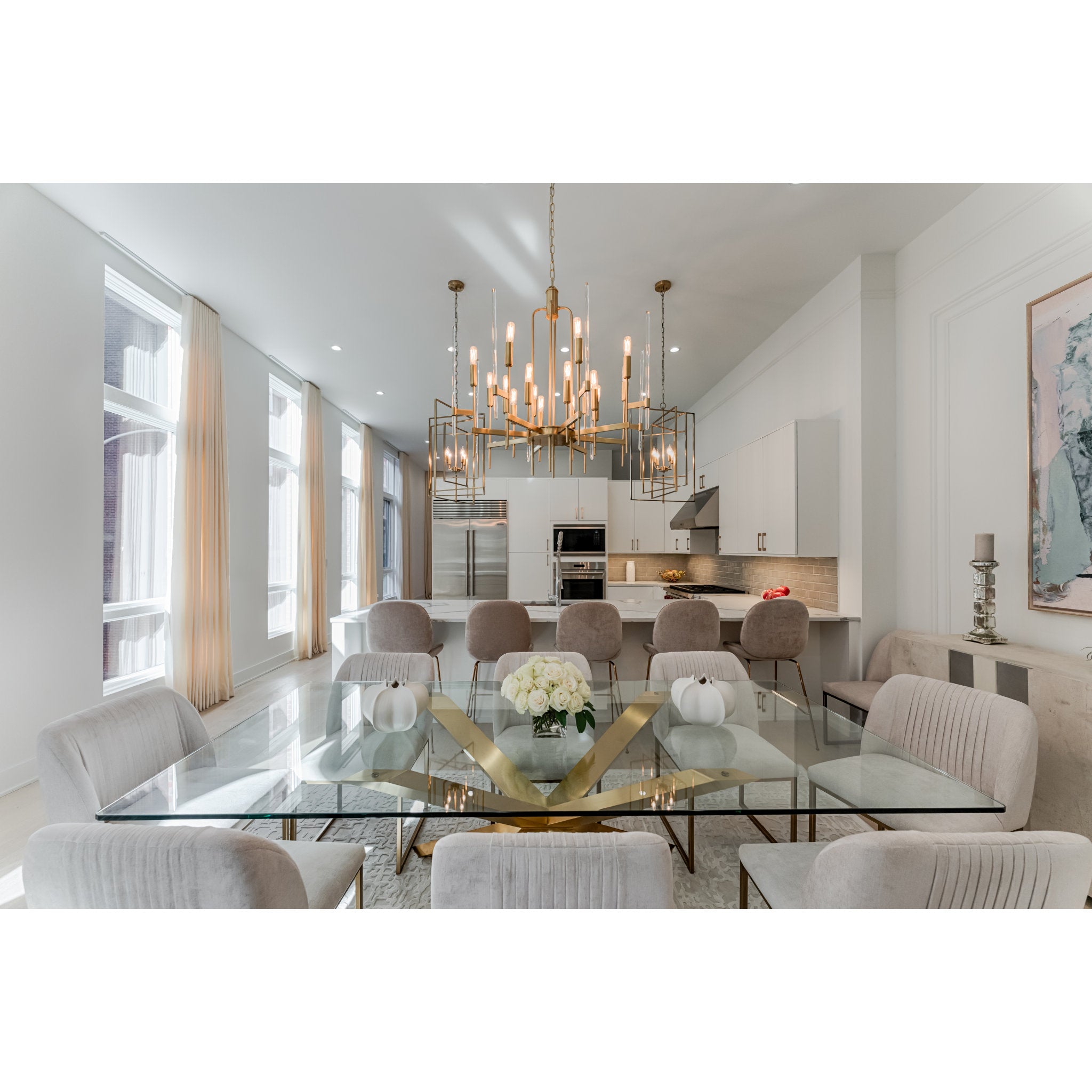 Bari 16-Light Chandelier in Aged Brass 30L x 30W x 29H