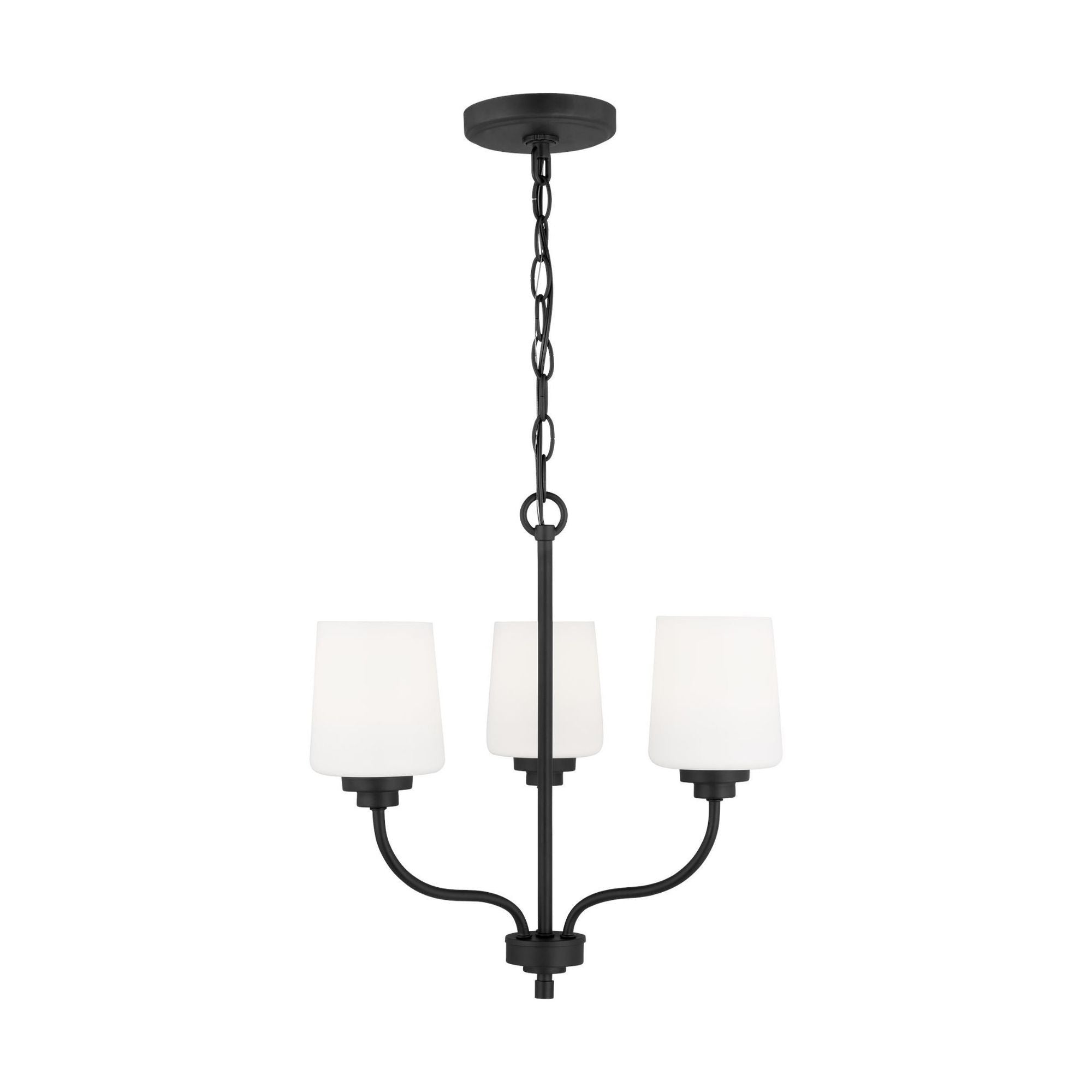 Windom Three Light Chandelier LED Traditional 18" Width 16.5" Height Steel Round Etched / White Inside Shade in Midnight Black