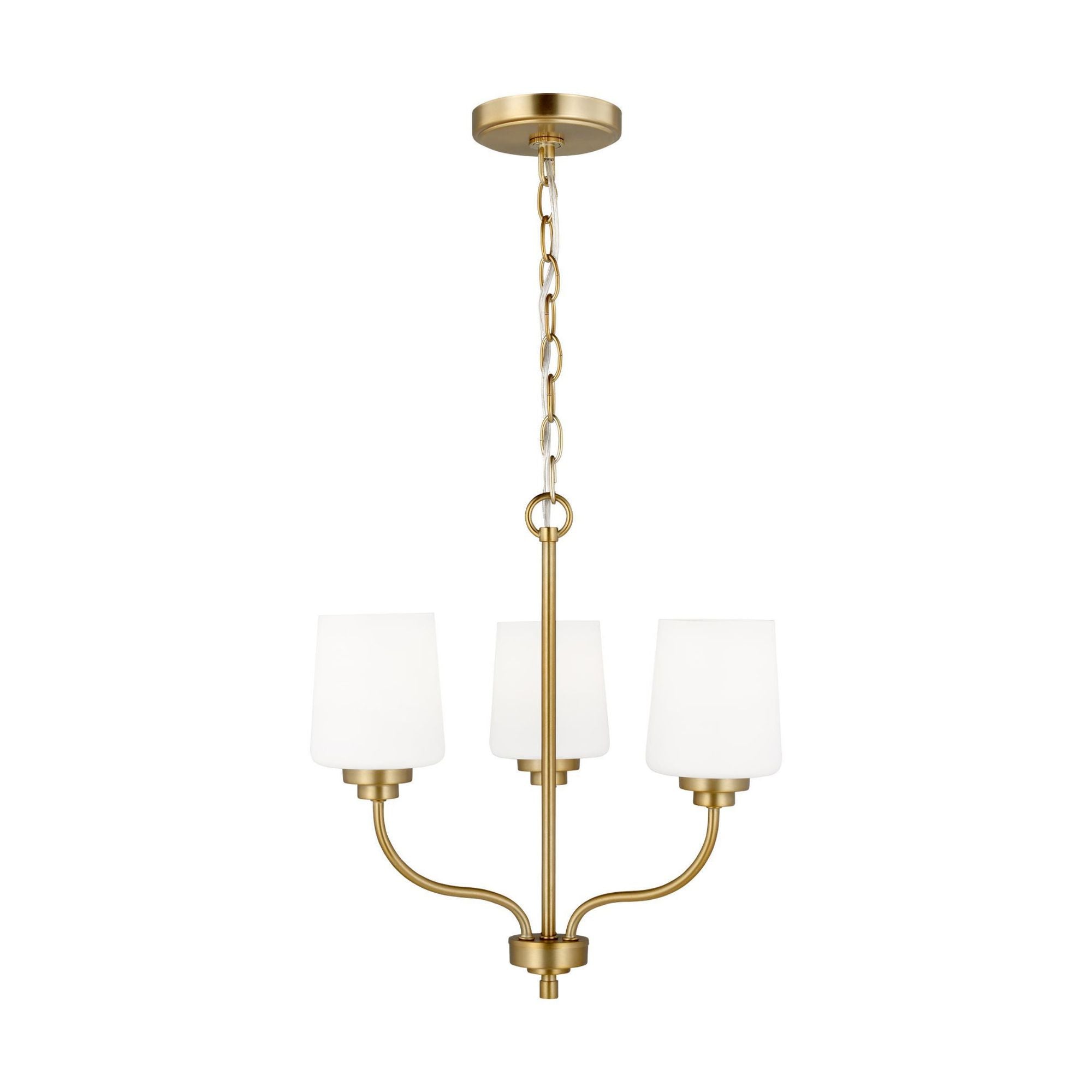 Windom Three Light Chandelier LED Traditional 18" Width 16.5" Height Steel Round Etched / White Inside Shade in Satin Brass