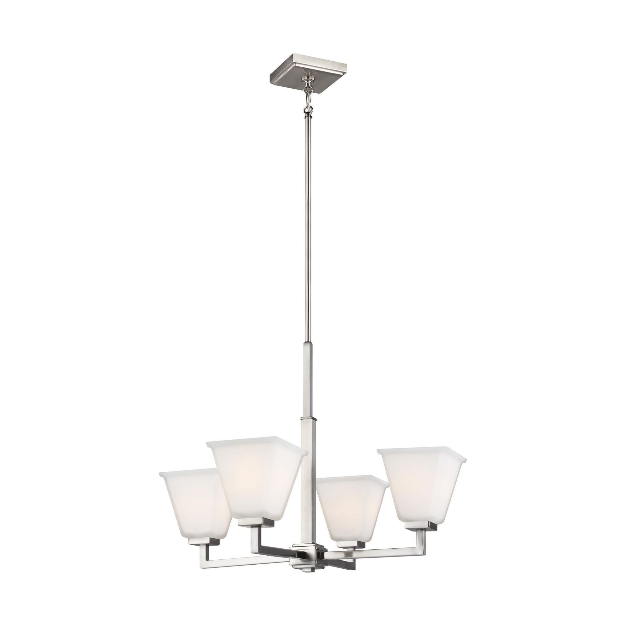 Ellis Harper Four Light Chandelier LED Transitional 24.75" Width 19.25" Height Steel Square Etched / White Inside Shade in Brushed Nickel