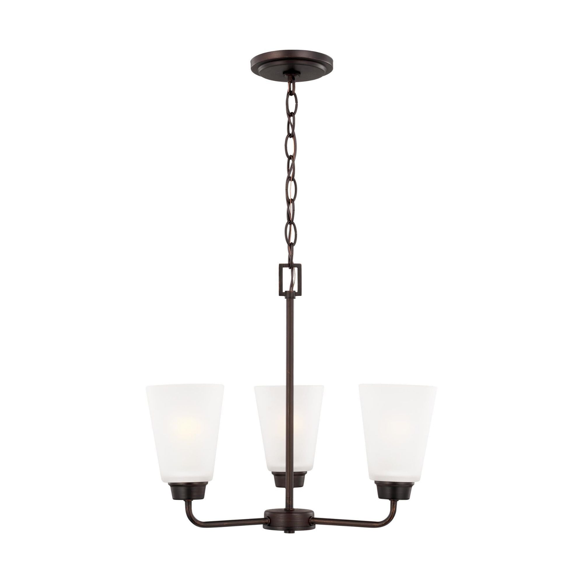 Kerrville Three Light Chandelier Transitional 17.875" Width 15" Height Steel Round Satin Etched Shade in Bronze