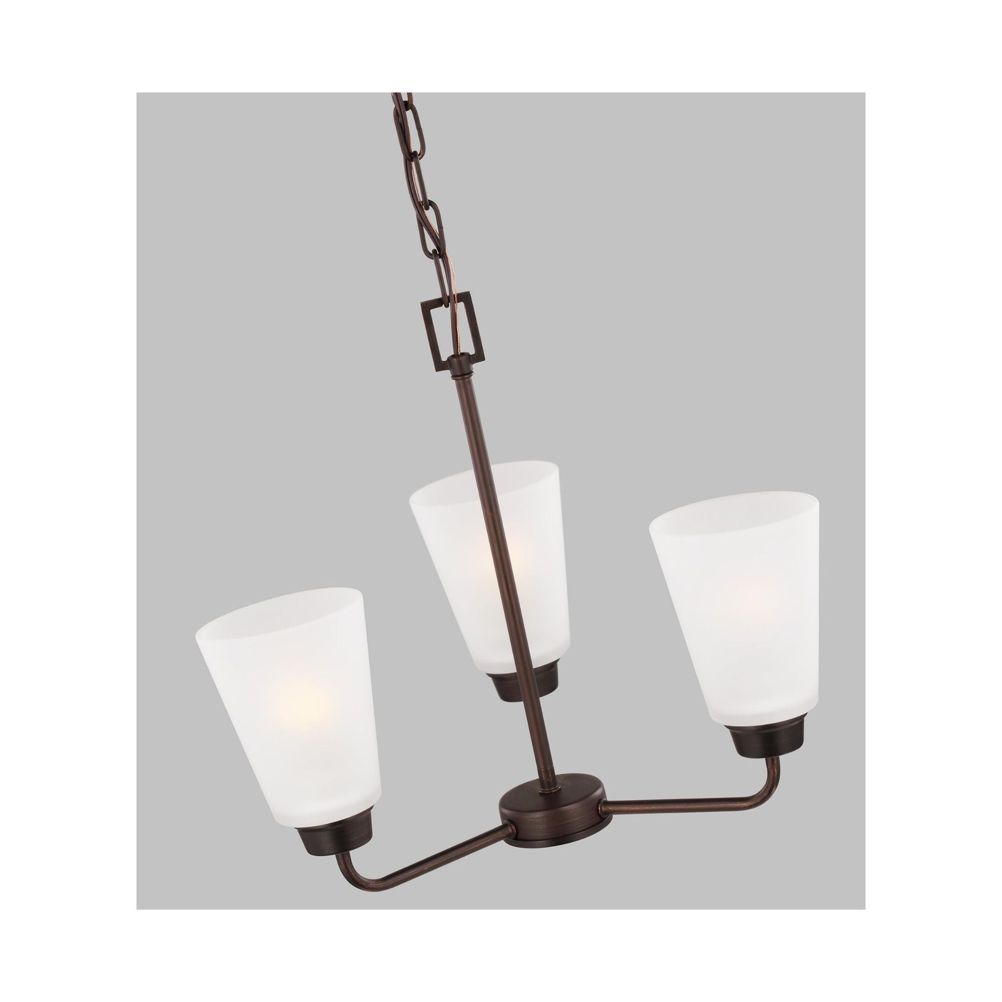 Kerrville Three Light Chandelier Transitional 17.875" Width 15" Height Steel Round Satin Etched Shade in Bronze