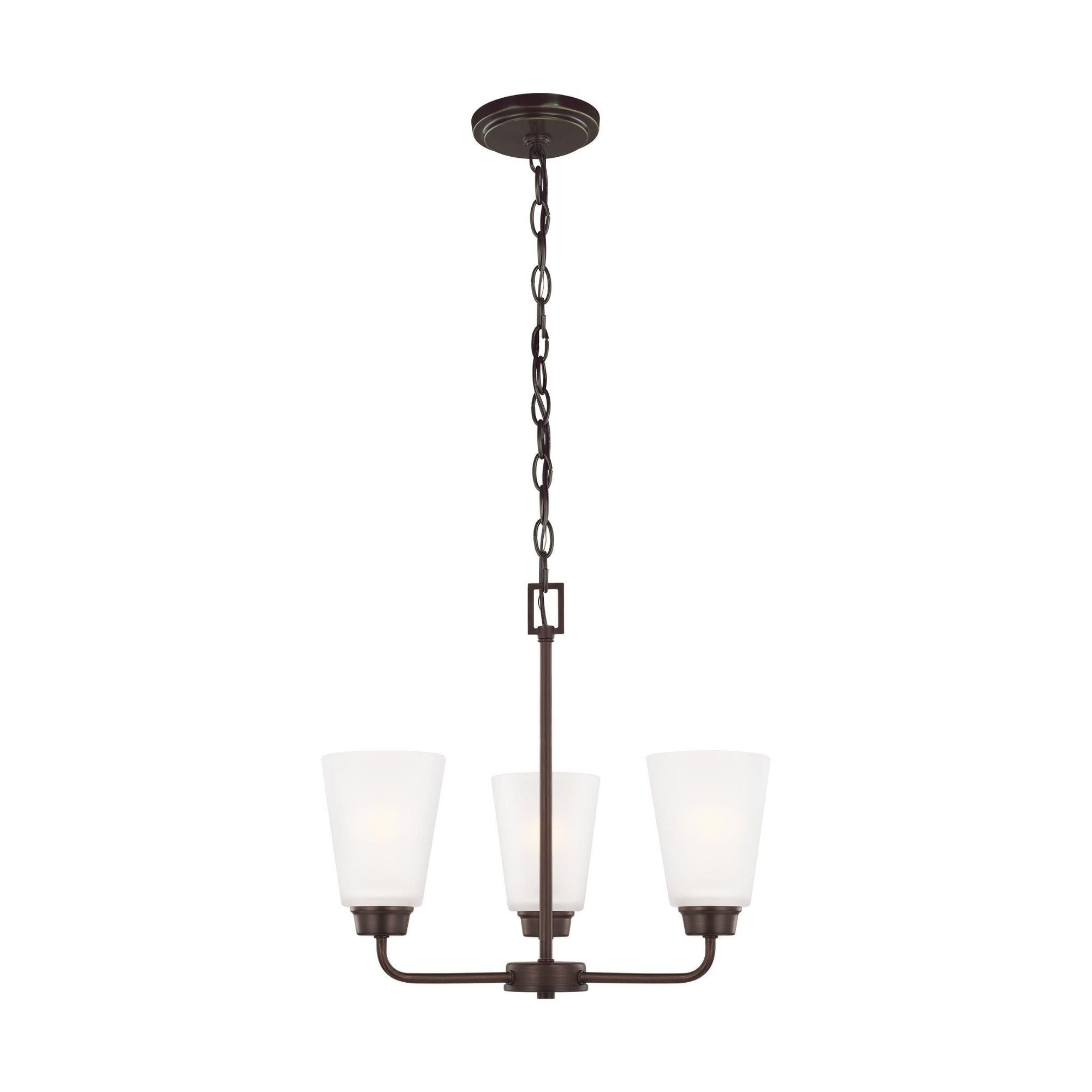 Kerrville Three Light Chandelier LED Transitional 17.875" Width 15" Height Steel Round Satin Etched Shade in Bronze