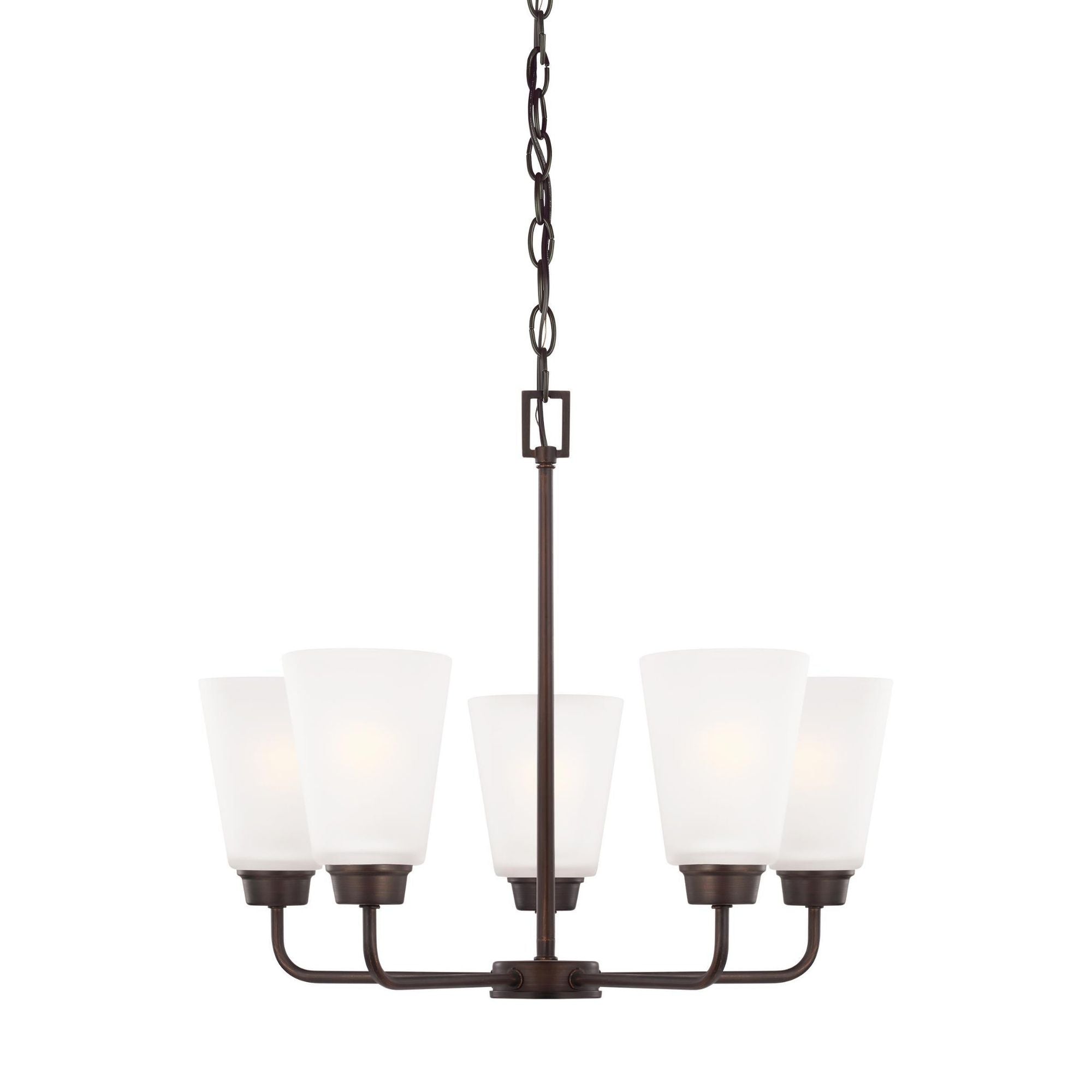Kerrville Five Light Chandelier Transitional 20.375" Width 17" Height Steel Round Satin Etched Shade in Bronze
