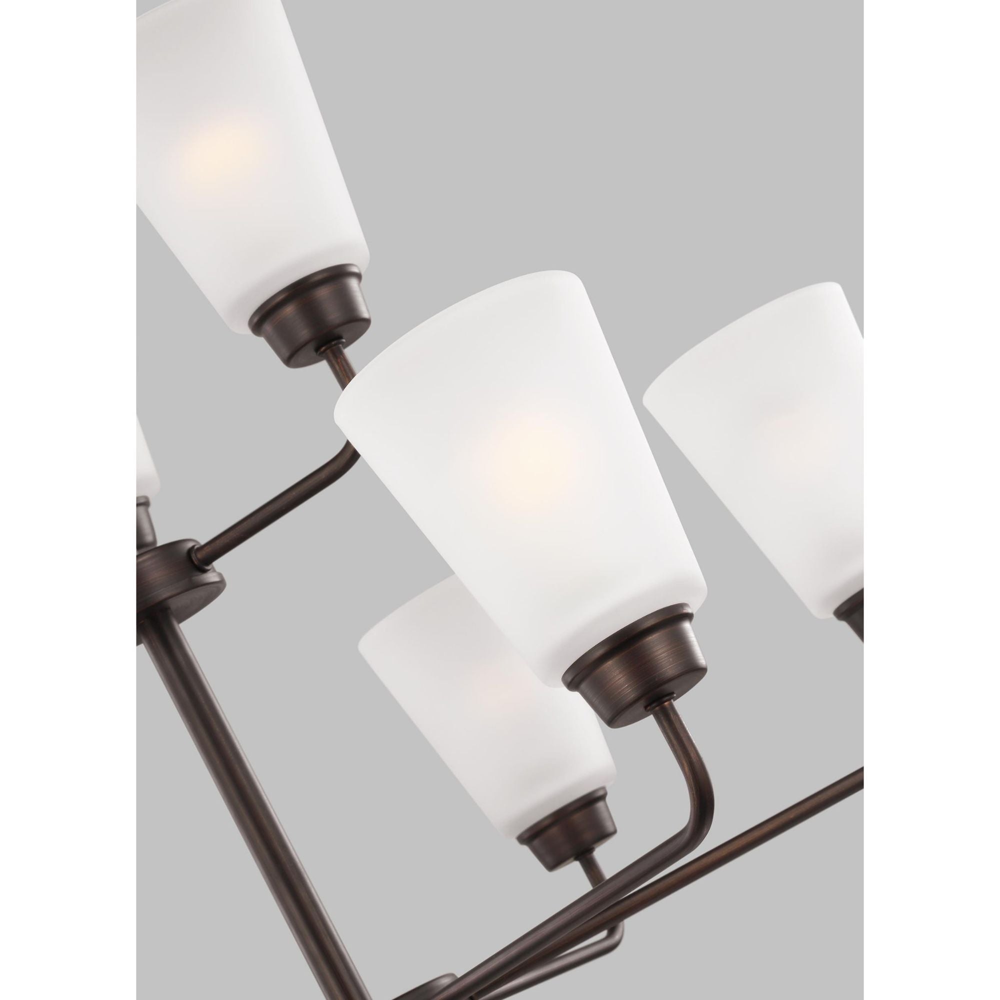 Kerrville Nine Light Chandelier Transitional 29" Width 29.5" Height Steel Round Satin Etched Shade in Bronze