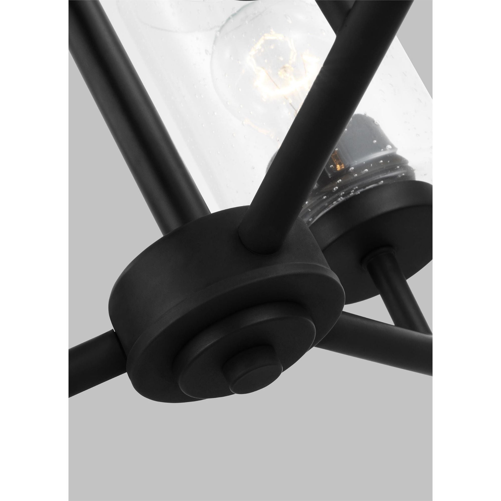 Oslo Three Light Chandelier Contemporary 16.5" Height Steel Round Clear Seeded Shade in Midnight Black