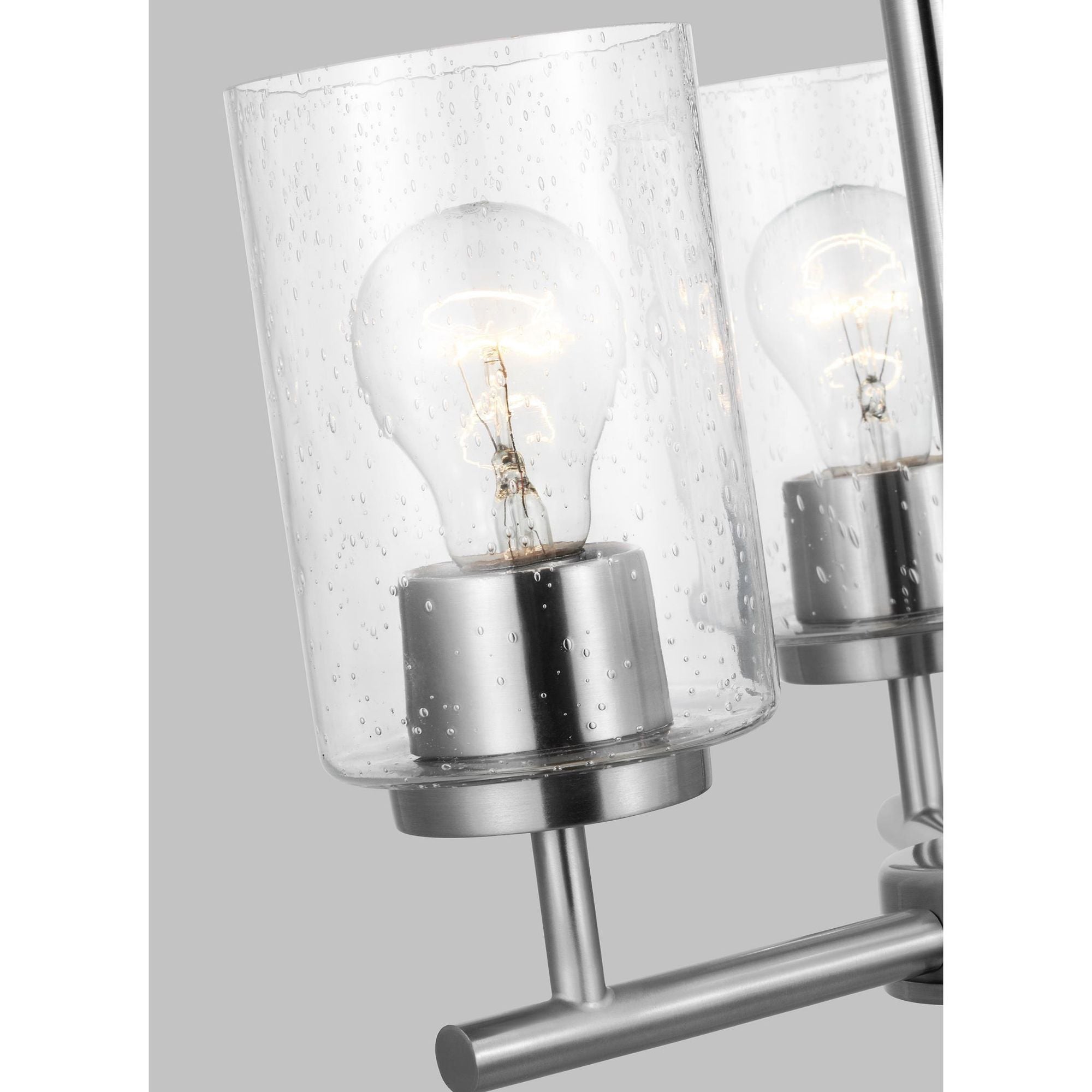 Oslo Three Light Chandelier Contemporary 16.5" Height Steel Round Clear Seeded Shade in Brushed Nickel