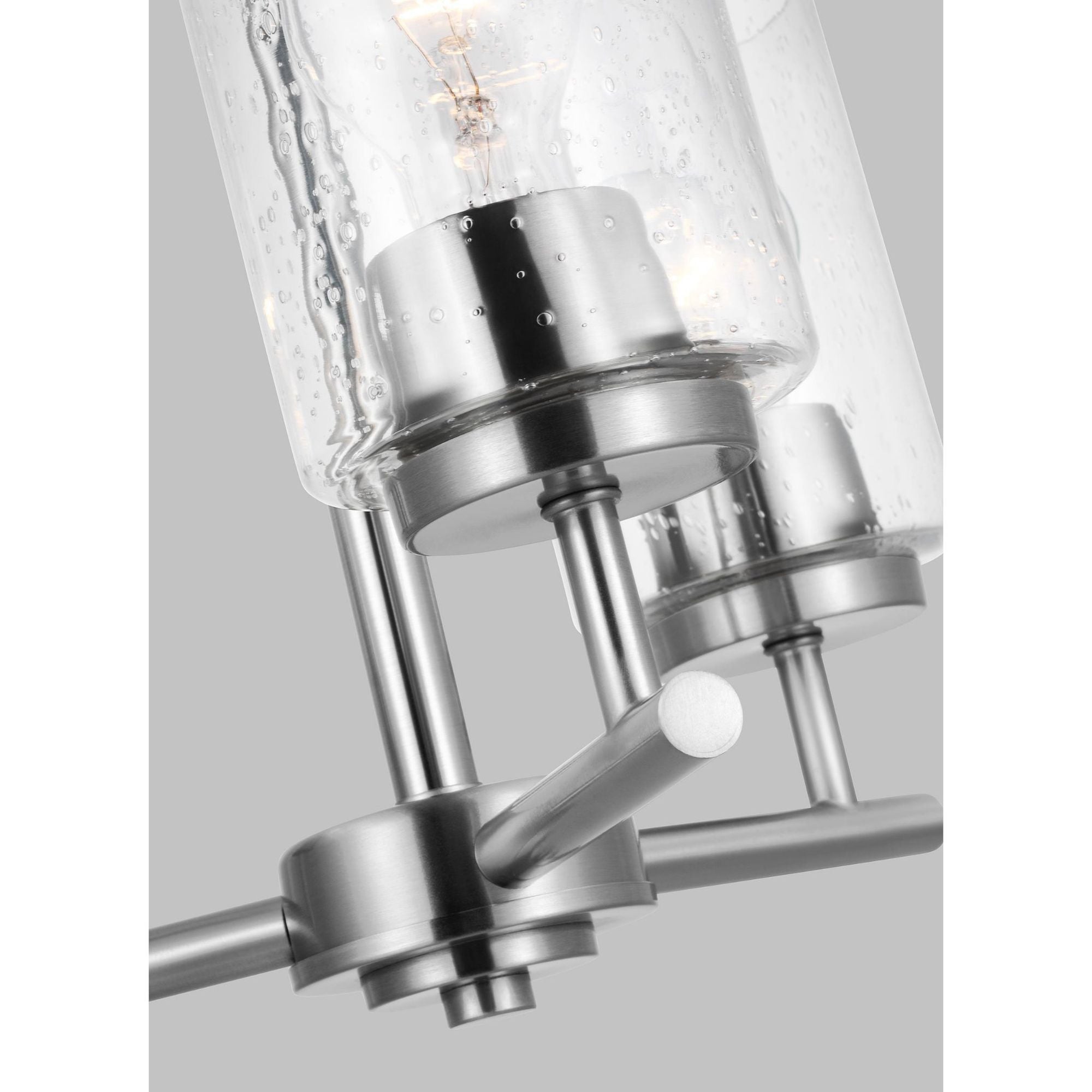 Oslo Three Light Chandelier Contemporary 16.5" Height Steel Round Clear Seeded Shade in Brushed Nickel