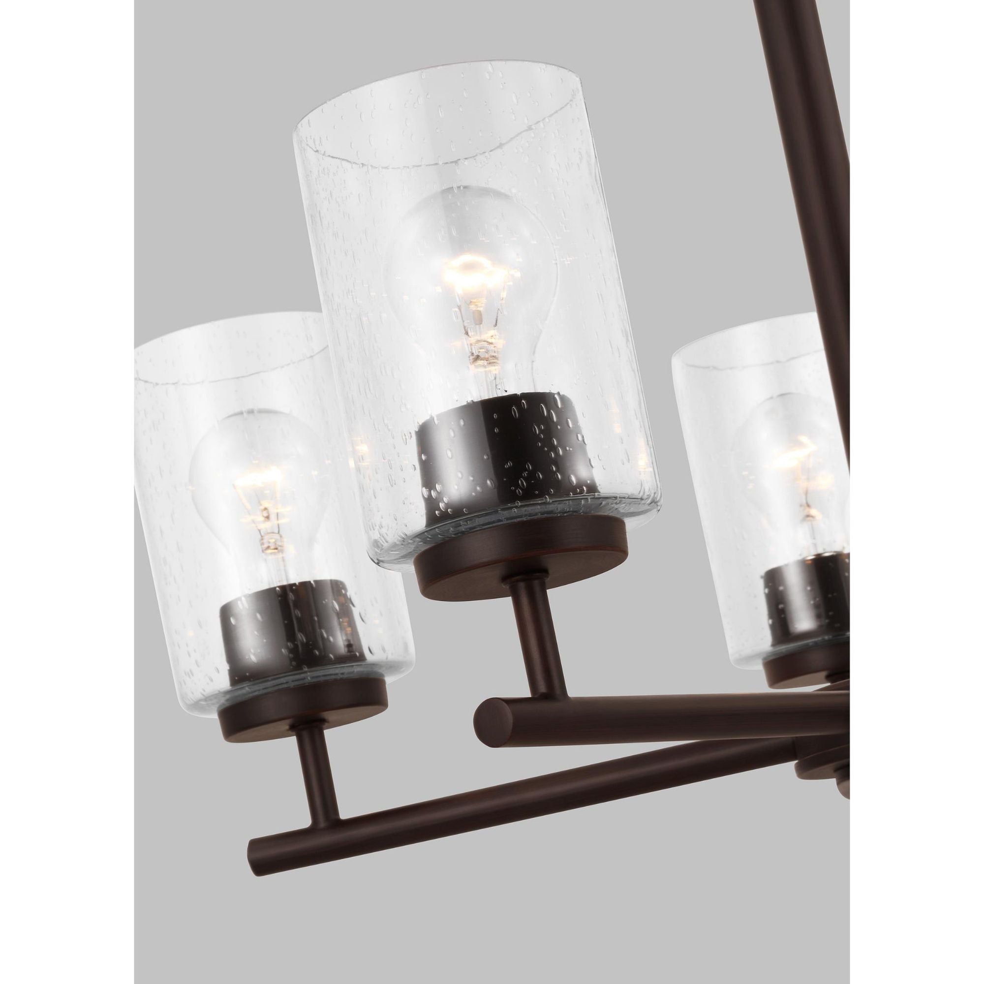 Oslo Five Light Chandelier Contemporary 20" Height Steel Round Clear Seeded Shade in Bronze