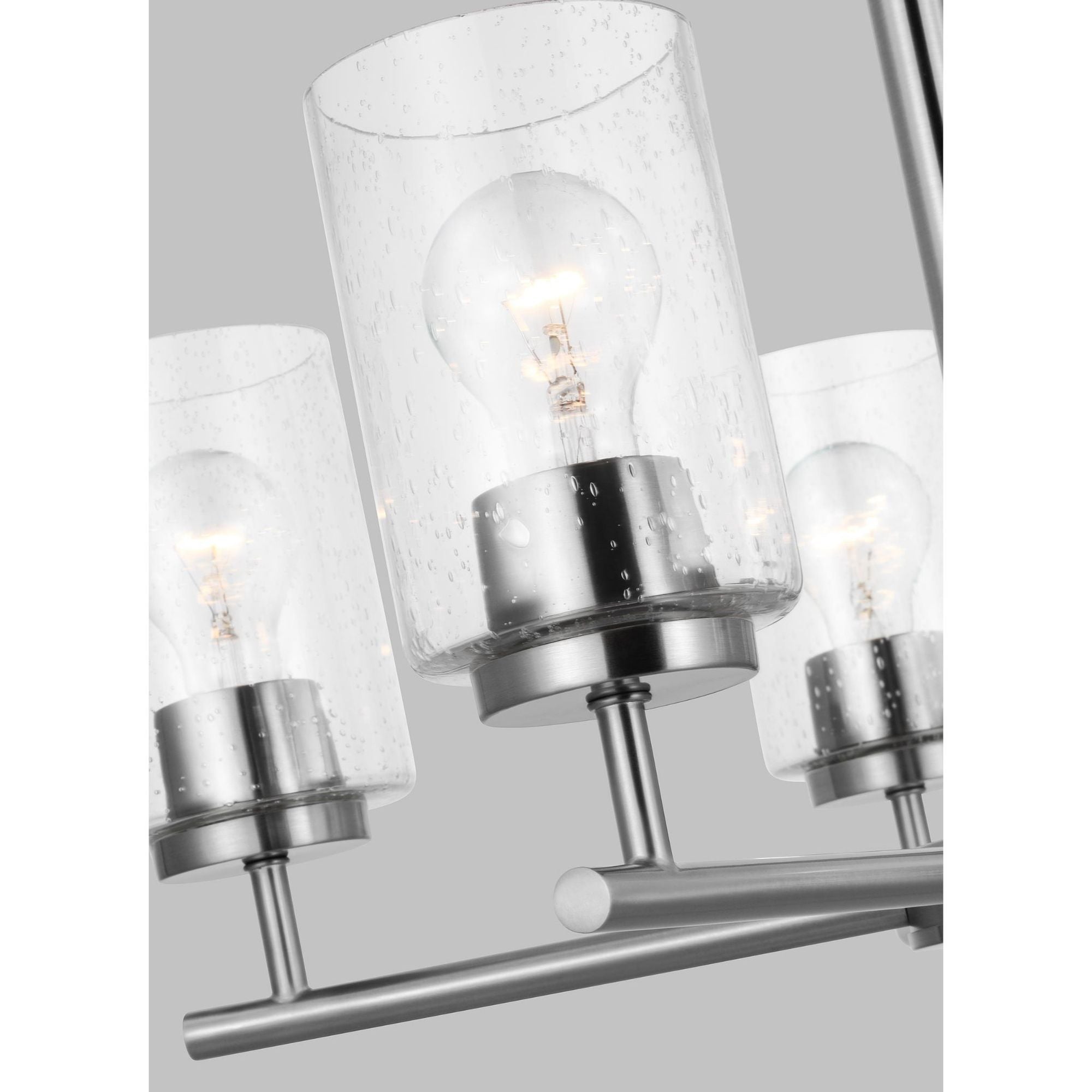 Oslo Five Light Chandelier Contemporary 20" Height Steel Round Clear Seeded Shade in Brushed Nickel
